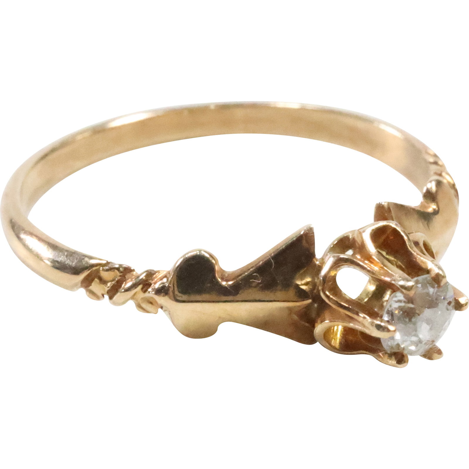 14K GOLD with DIAMOND Victorian Engagement Ring Size 8.5 , ,25-.30 Ct., 1.3 dwt., 3/4 in. x 1/4 in. (1 of 10)