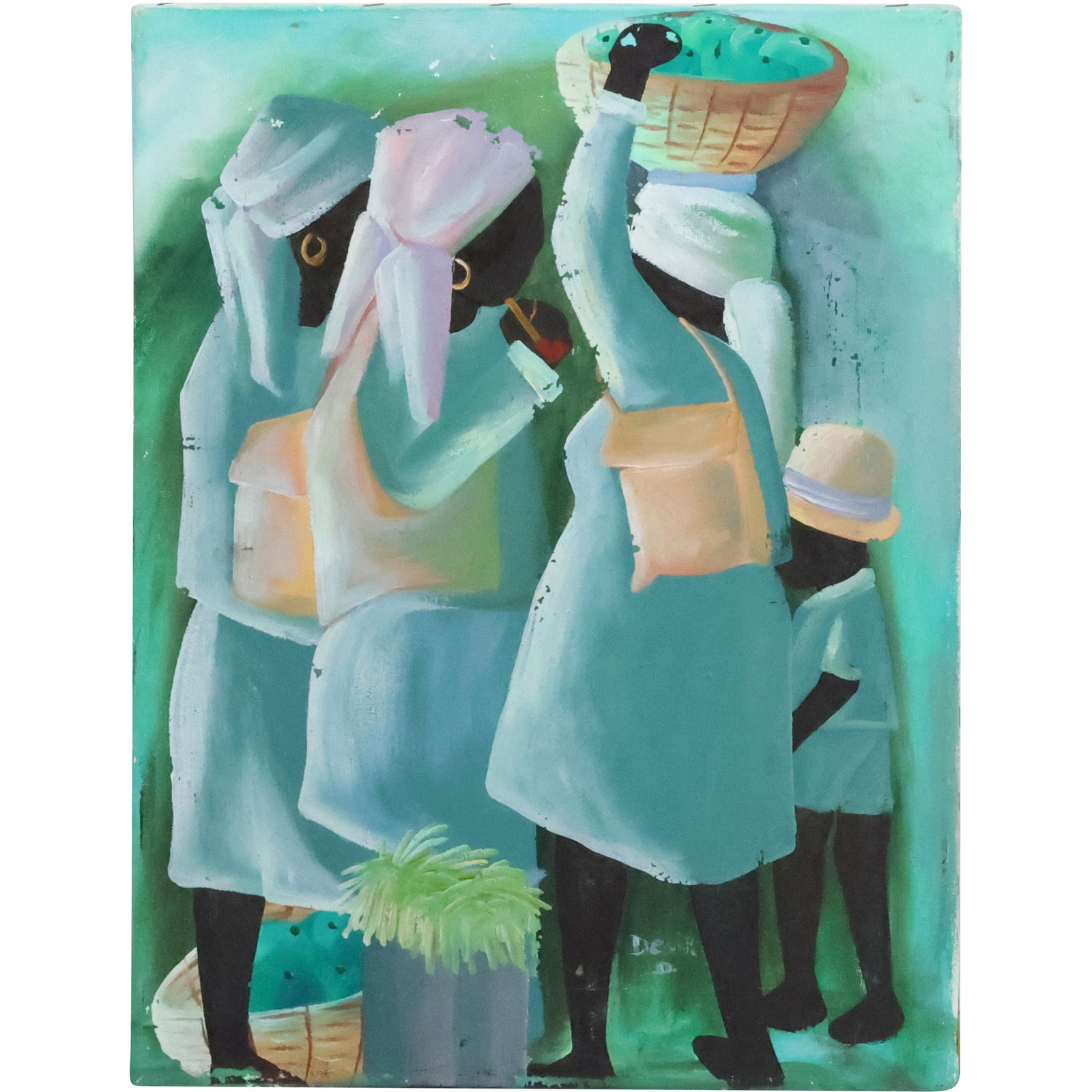 Artist Signed, Haitian Women Oil on Canvas Painting: Artist Signed, Haitian Women Oil on Canvas Painting. size: 16in. x 12 in.