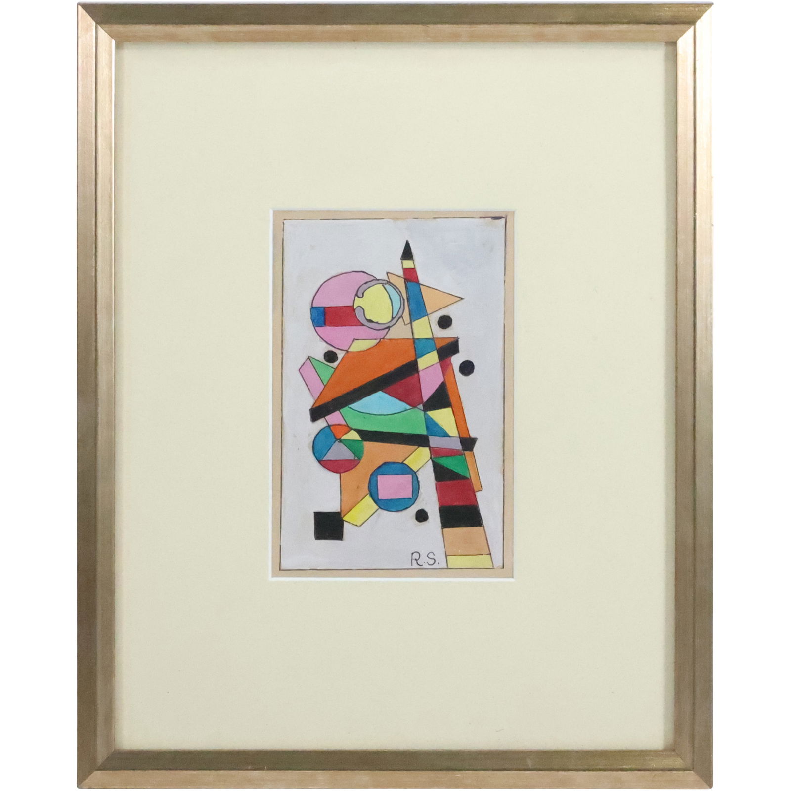 Rolph Scarlett, 1889-1984 American, Geometric Abstract, Watercolor / Gouache Painting, Signed RS (1 of 14)