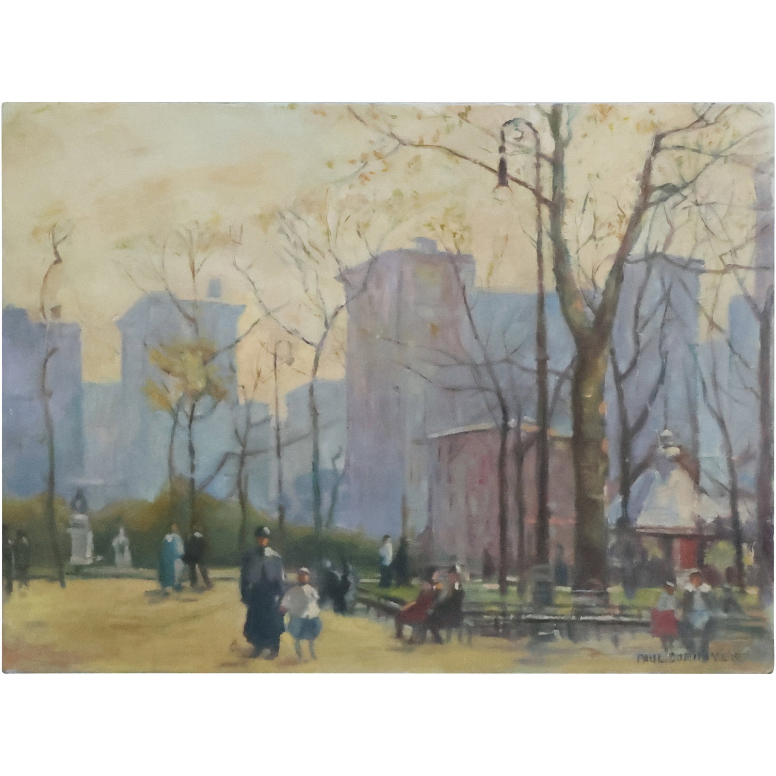 Paul Cornoyer; American Oil Washington Square Park Signed (1 of 20)