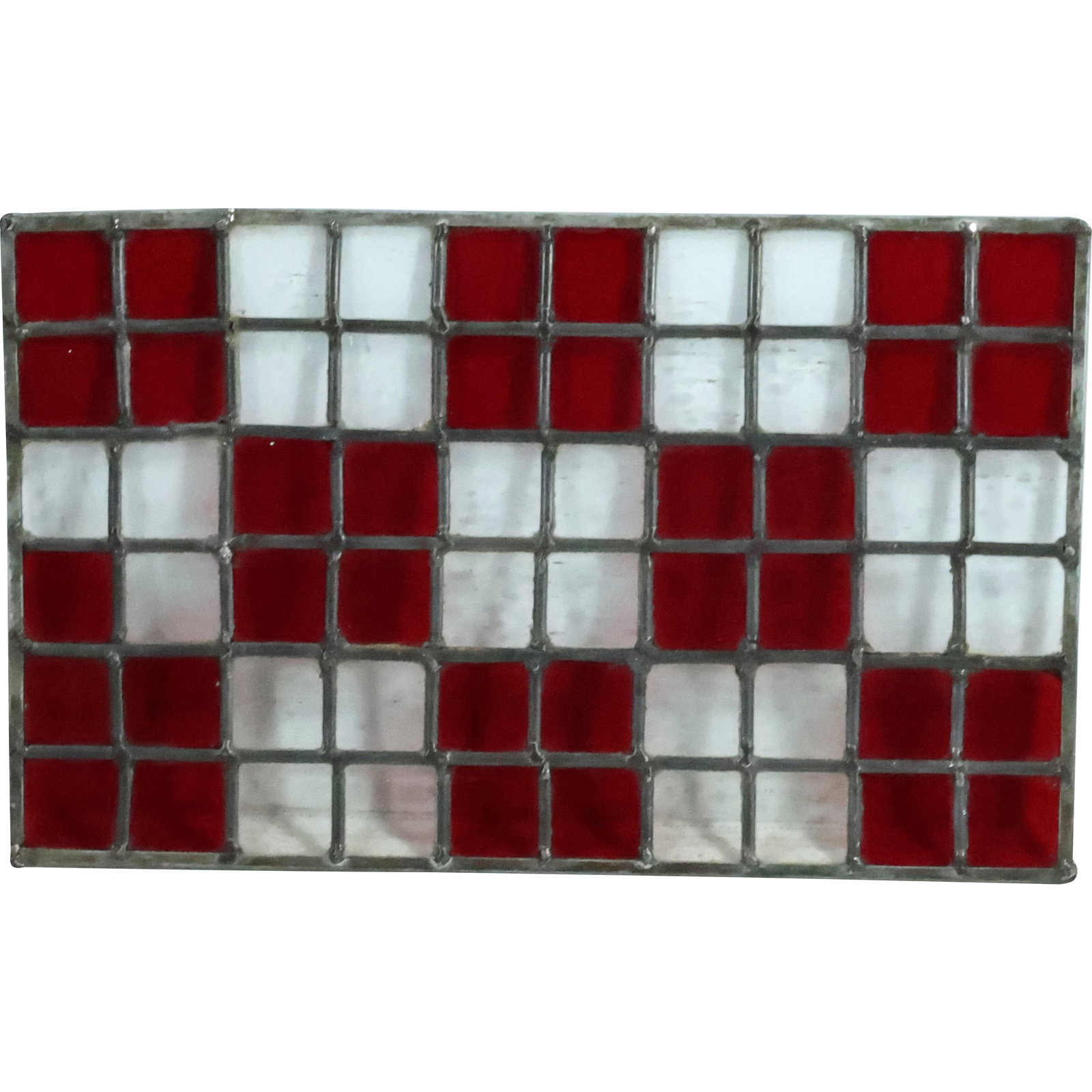 Red and Clear Stain Glass Leaded Window Panel 13.25 in. x 21.5 in. (1 of 20)