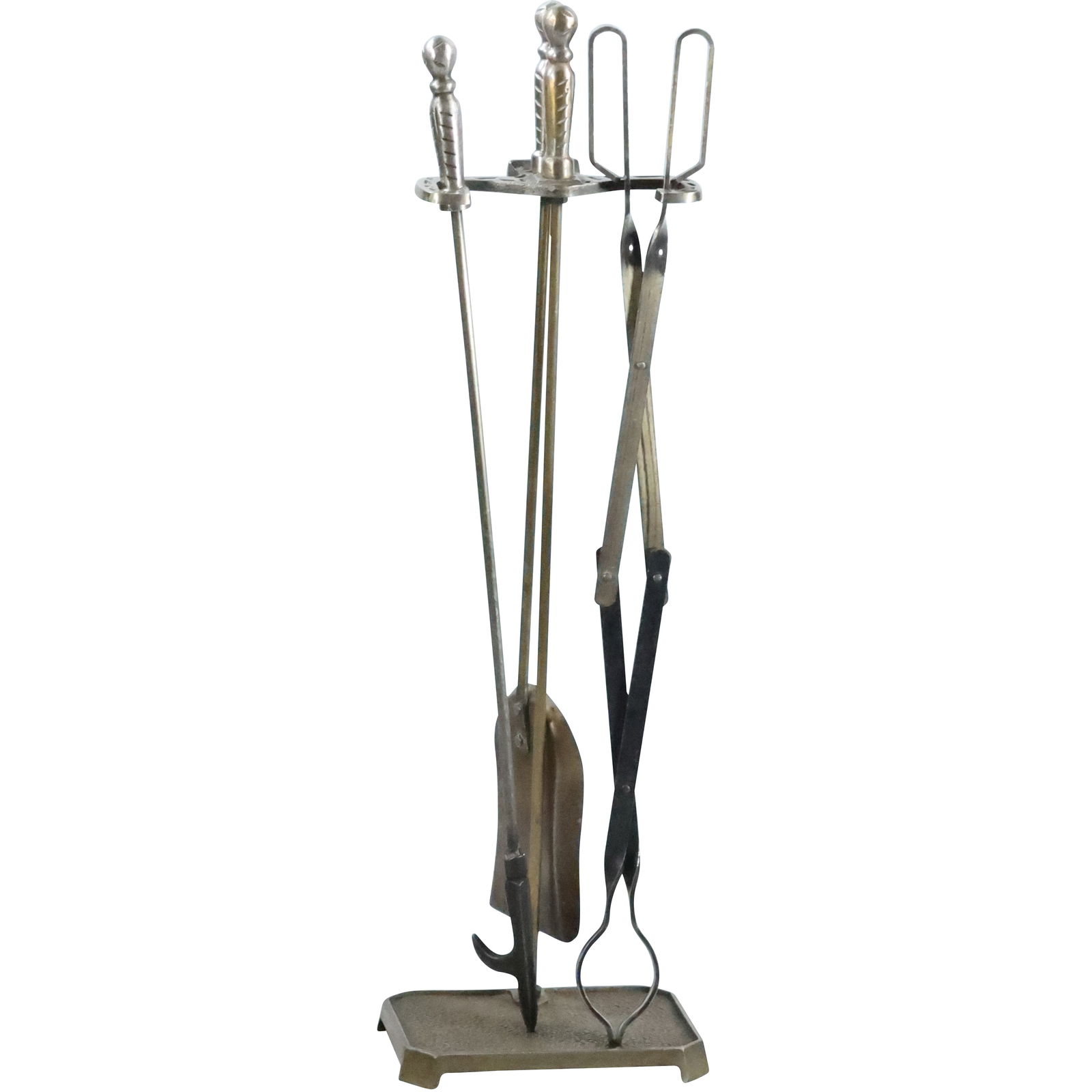 Brass and Iron Fireplace Tools on Upright Holder 28.75 inches height (1 of 20)