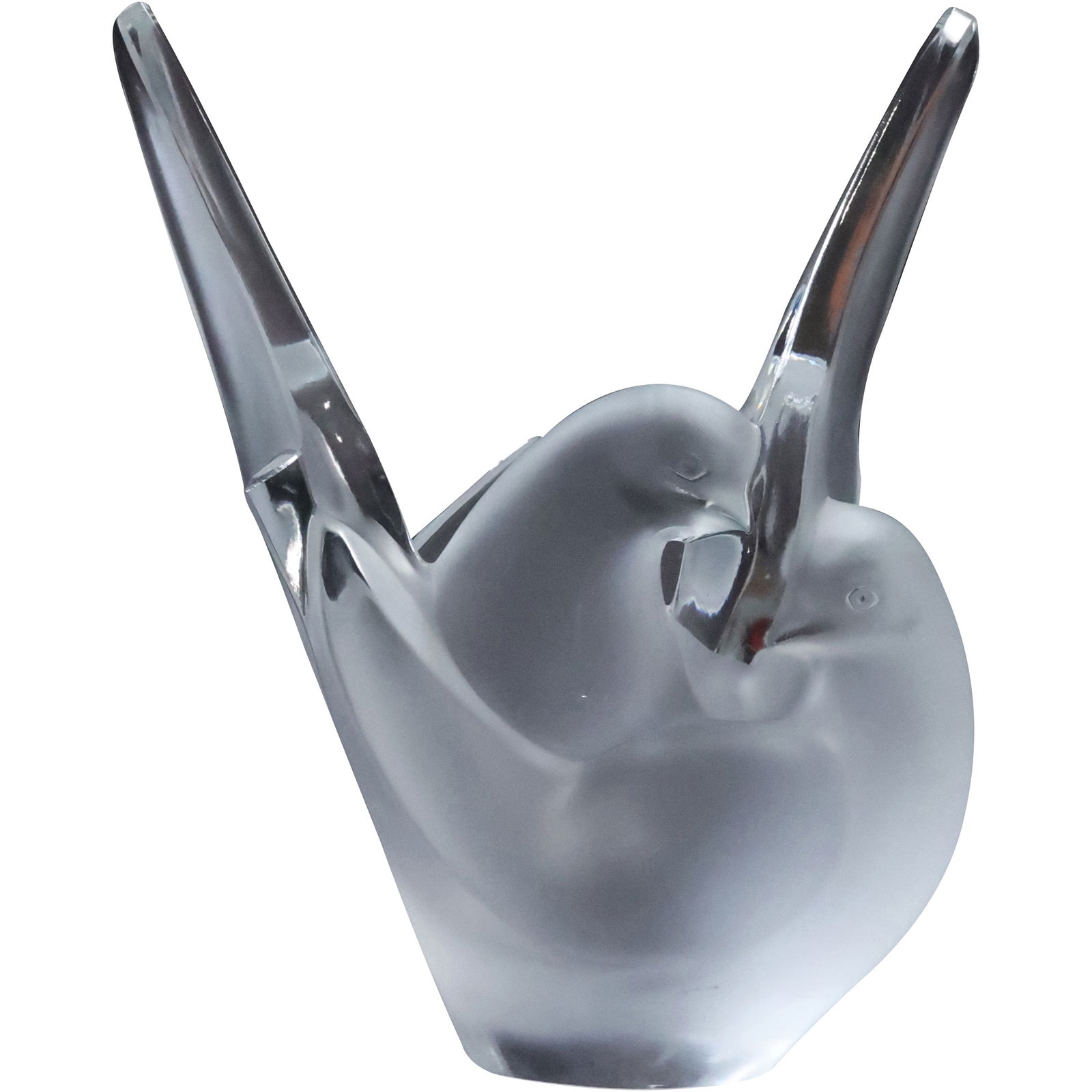 Lalique France Crystal Glass "Sylvie" Doves Vase 8.5 inches height x 4.5 in. wide (1 of 20)