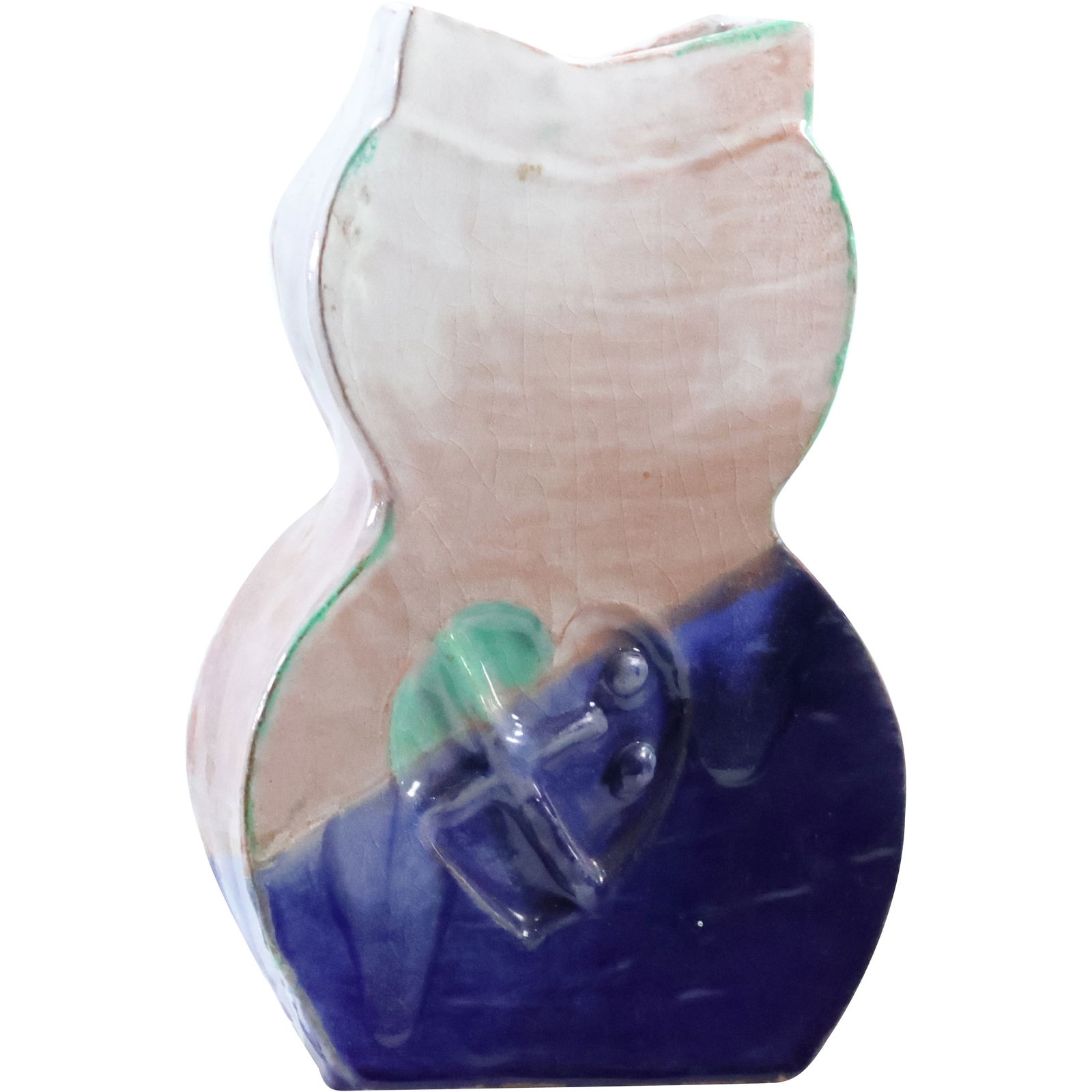 Tall Redware Pottery Glazed Sculptured Vase 11.5 in. height x 7.5 in. wide x 3.25 in. depth (1 of 20)