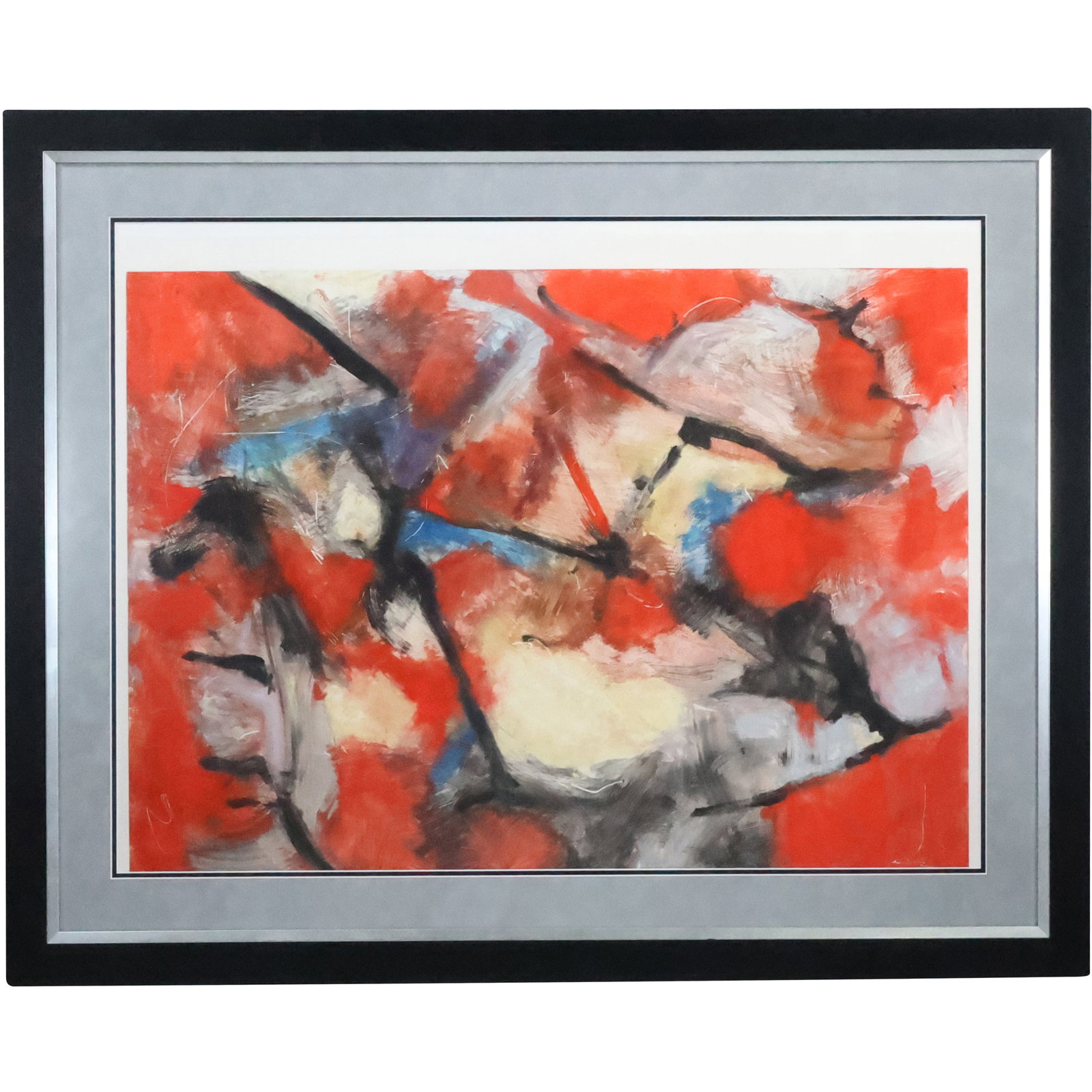 Fine 20th C. Oil Painting ABSTRACT EXPRESSIONISM, Reds, Framed (1 of 16)
