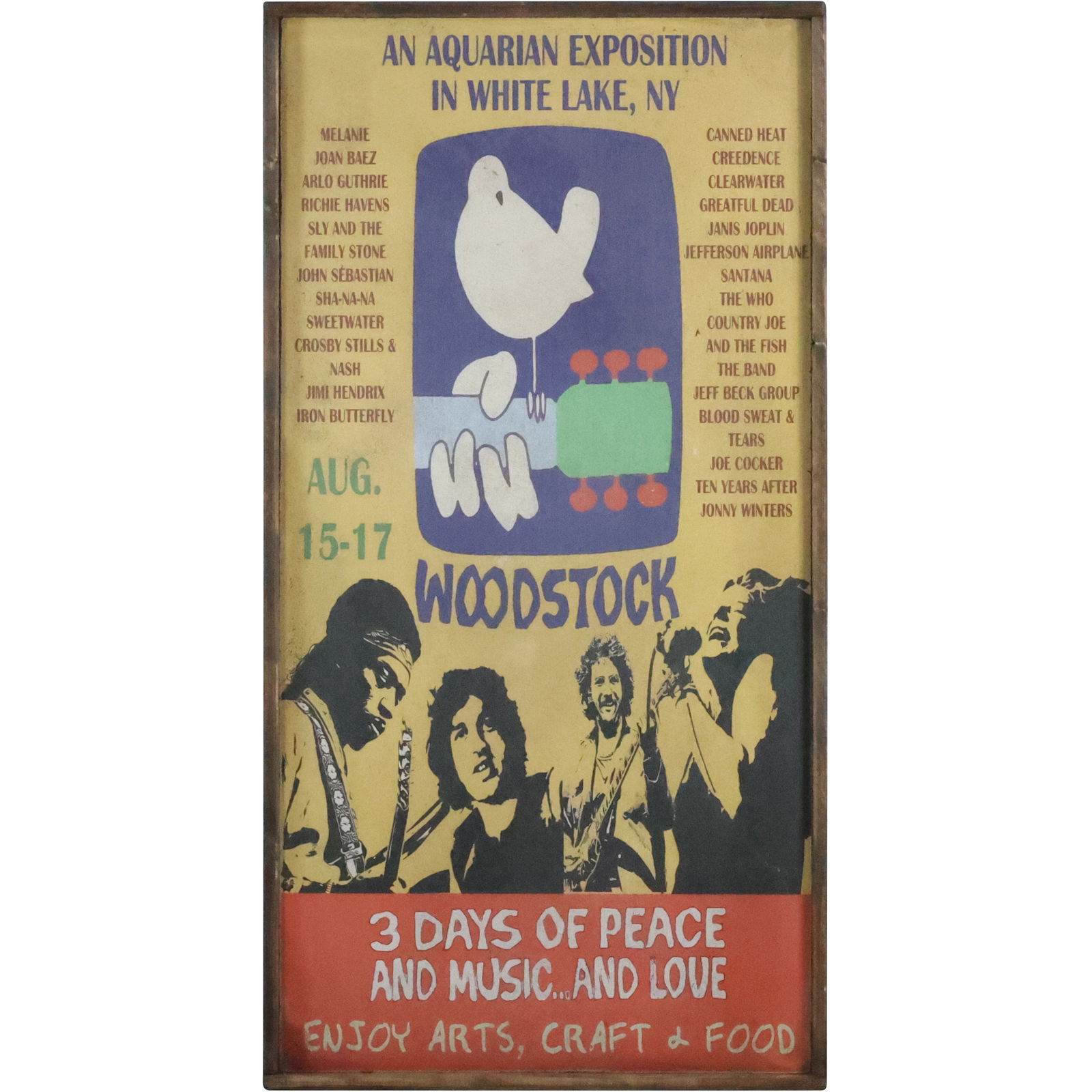 Large Wood Printed Sign WOODSTOCK An Aquarian Exposition in White Lake NY. 3 Days of Peace and Musi (1 of 20)