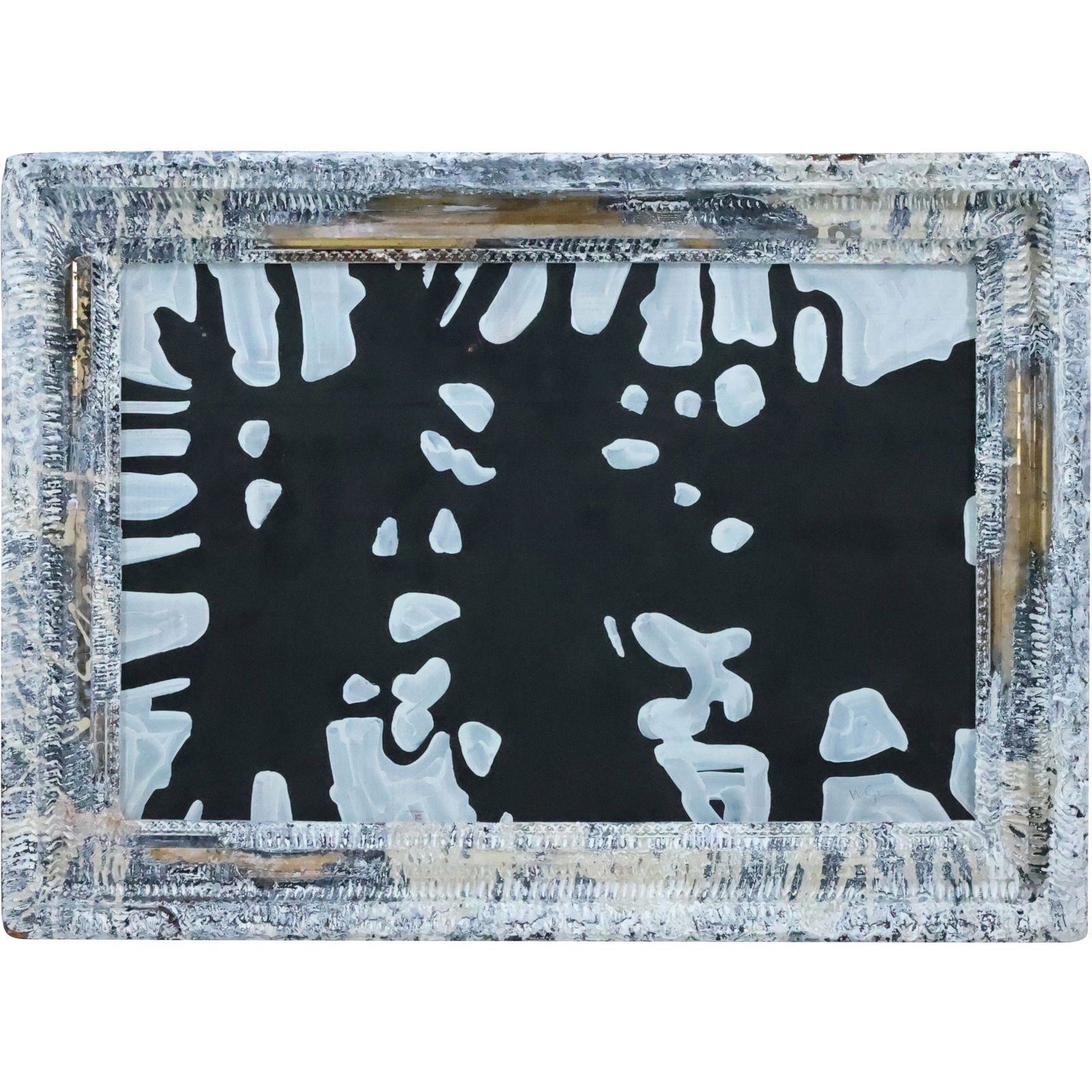 Wayne Cunningham, American, Signed Oil Painting Black and White Abstract, Framed (1 of 20)