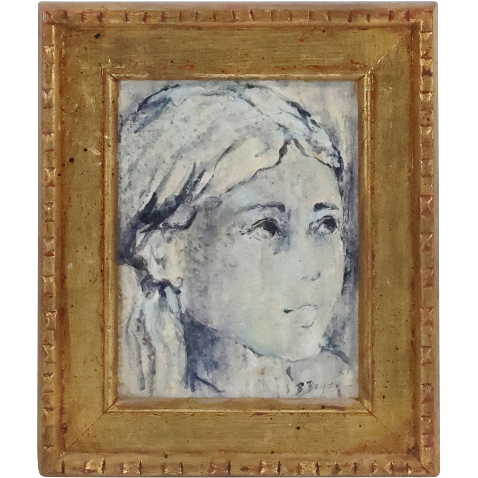Beverly Bogen, 20th C. American, Oil on Canvas Painting Portrait of a Young Girl, Signed (1 of 14)