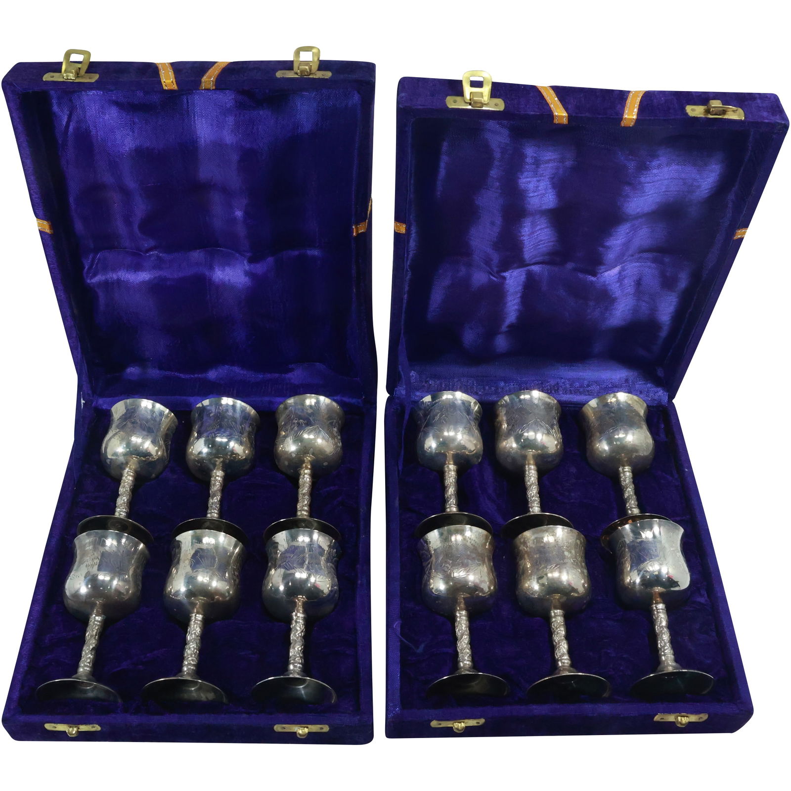 12 Silver Plate Stemmed Cordial Glasses in 2 Fitted Boxes (1 of 18)