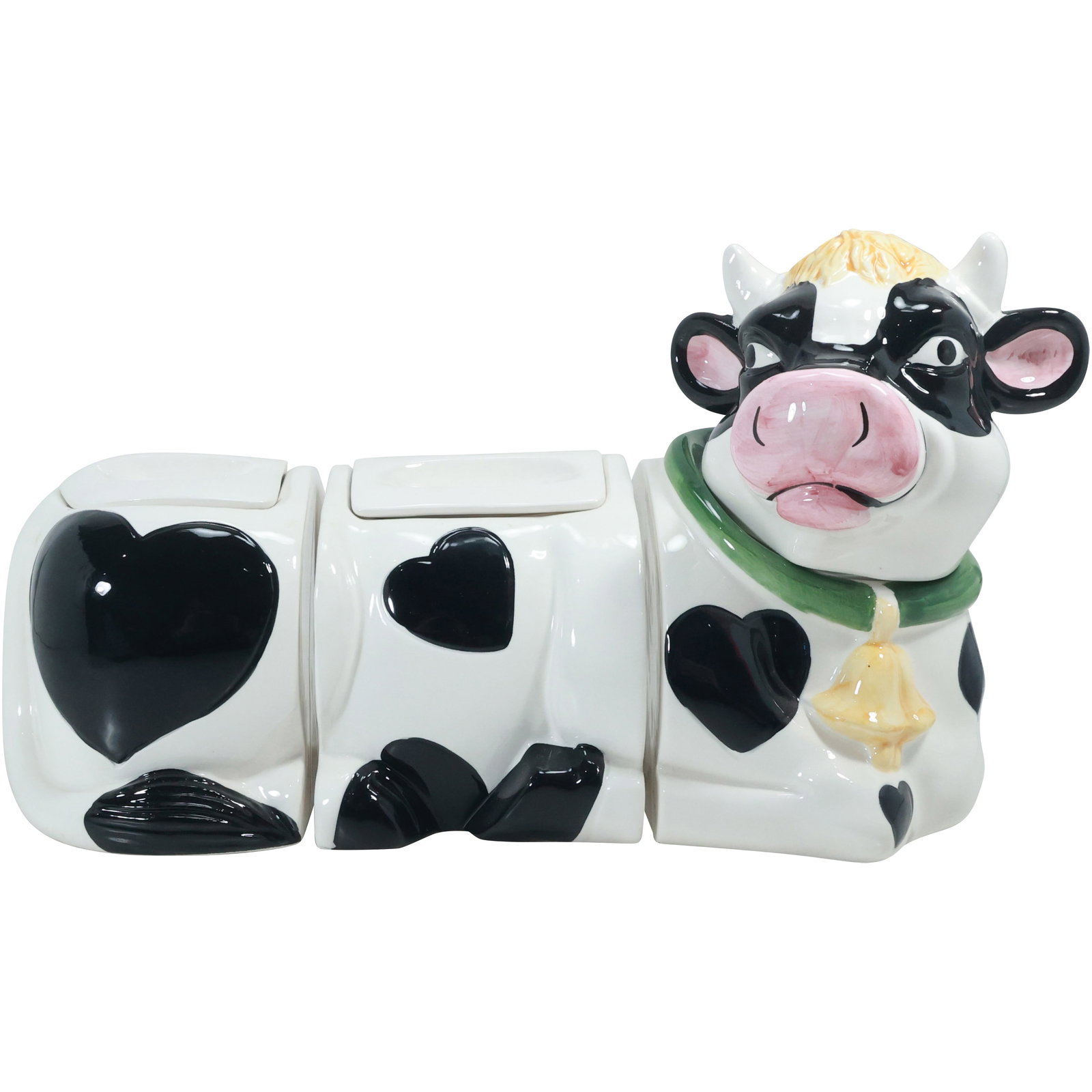 Unique Novelty Ceramic 3-Section COW Cannister and Cookie Jar (1 of 20)