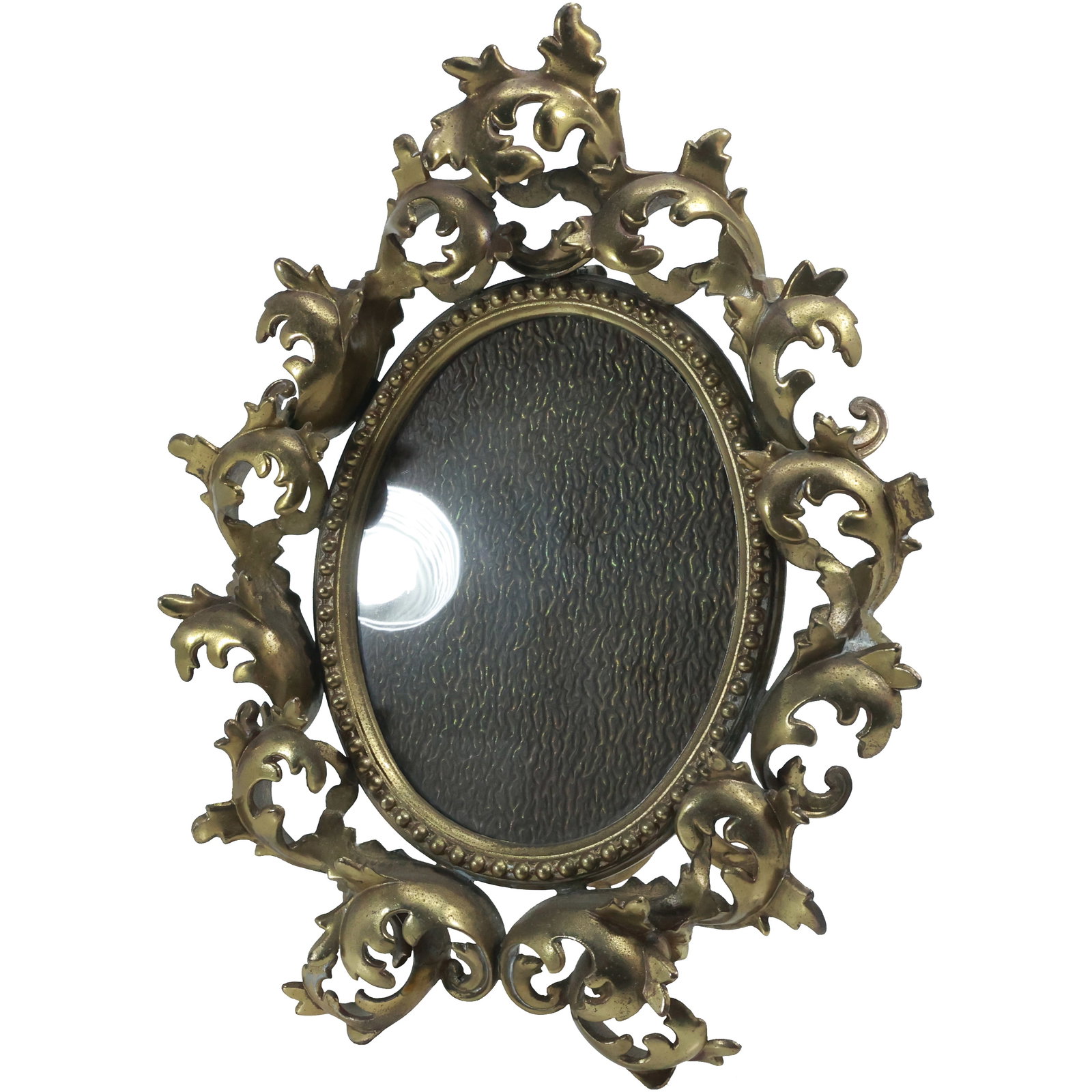 Cast Iron Victorian Rococo Easel Back Oval Picture Frame in Original Patina 15 in. x 11 in. (1 of 20)