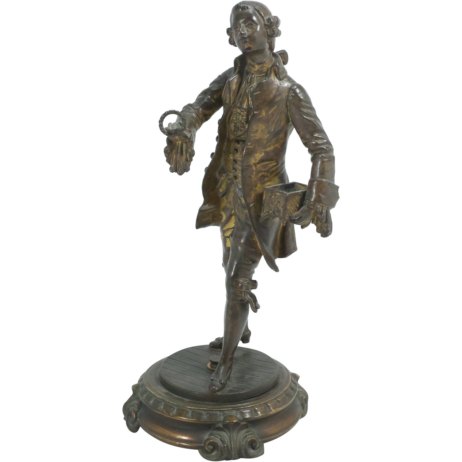 Cast Metal 19th C. Statue of a Classical Scholar Watch Holder Figure in Original Patina 13.5 in. h. (1 of 20)