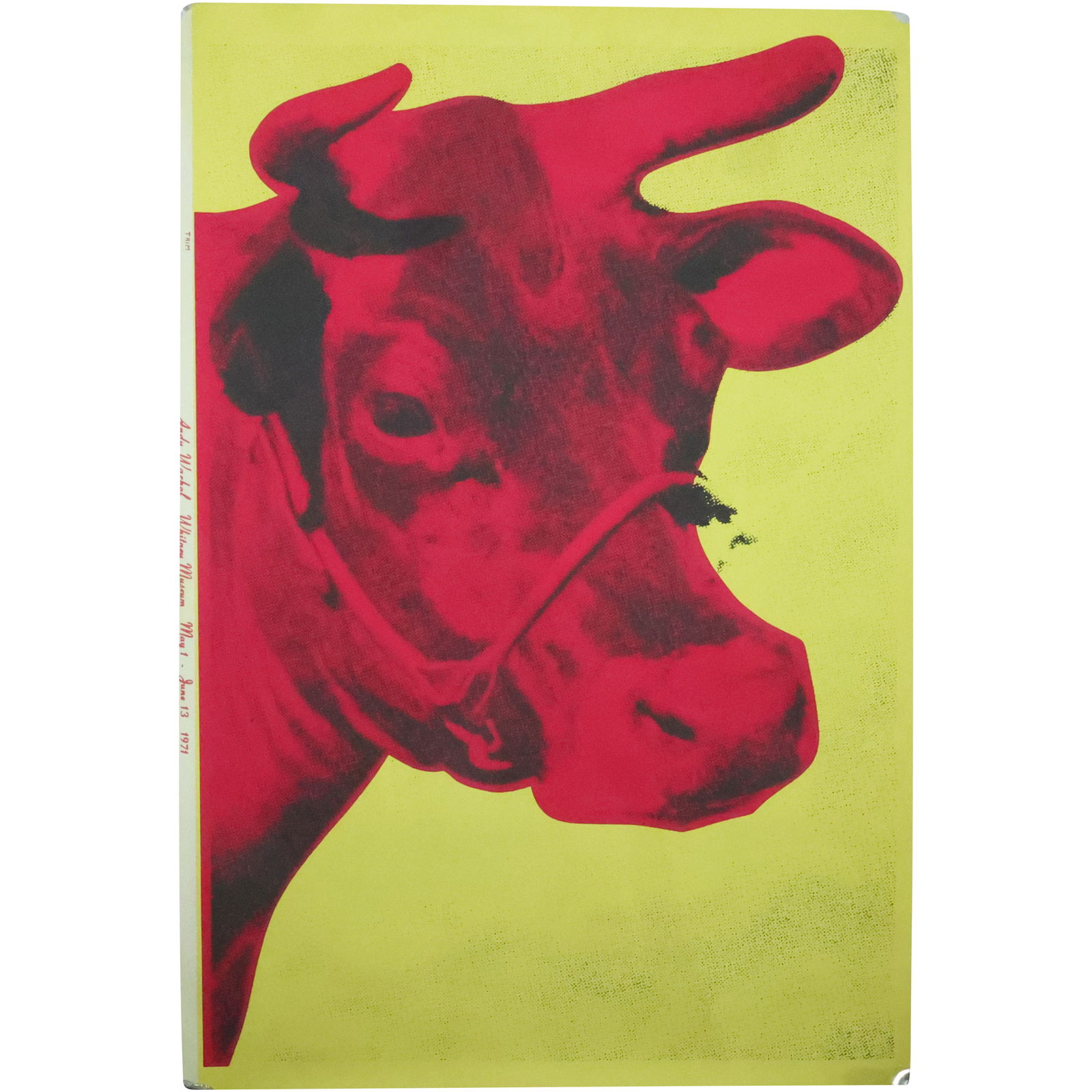 ANDY WARHOL 1971 "Red Cow on Yellow Background" Poster, Whitney Museum 45.25 in. x 29.5 in. (1 of 20)