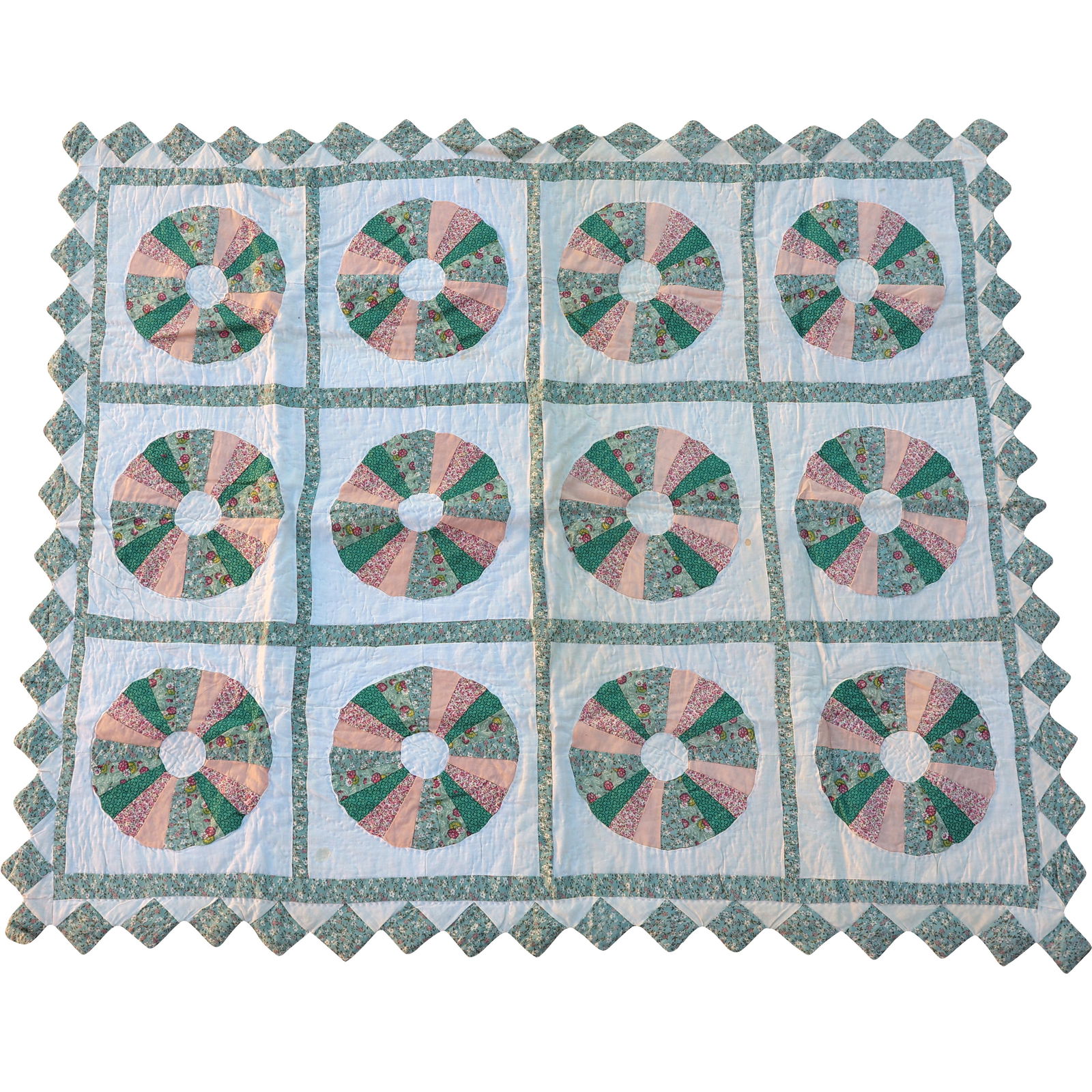 "Pinwheel" Pattern Bedspread Crib Quilt 57.5 in. x 48.5 in. (1 of 20)