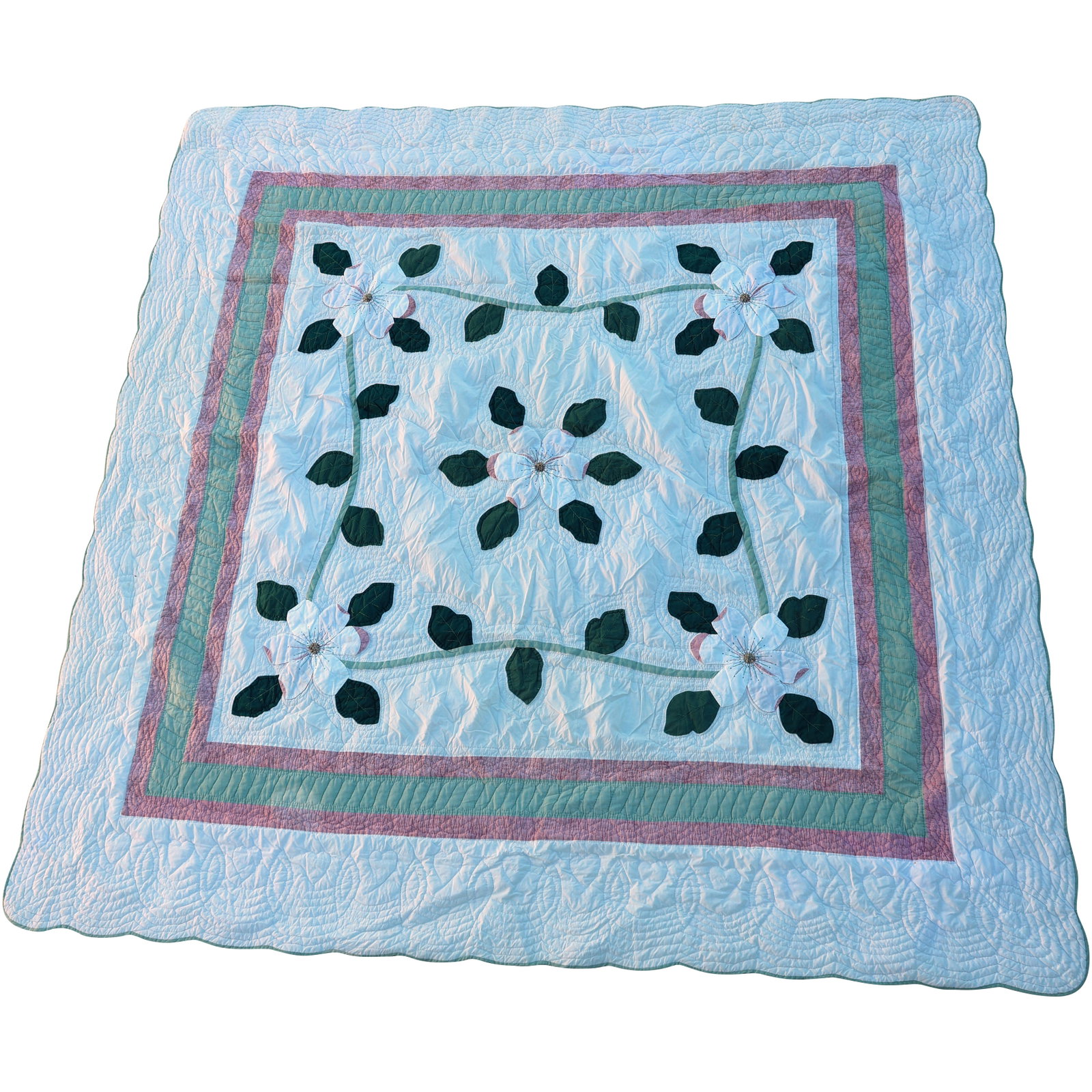 Floral and Vine Bedspread Quilt 96 in. x 94 in.: Floral and Vine Bedspread Quilt 96 in. x 94 in. size: 96 x 94