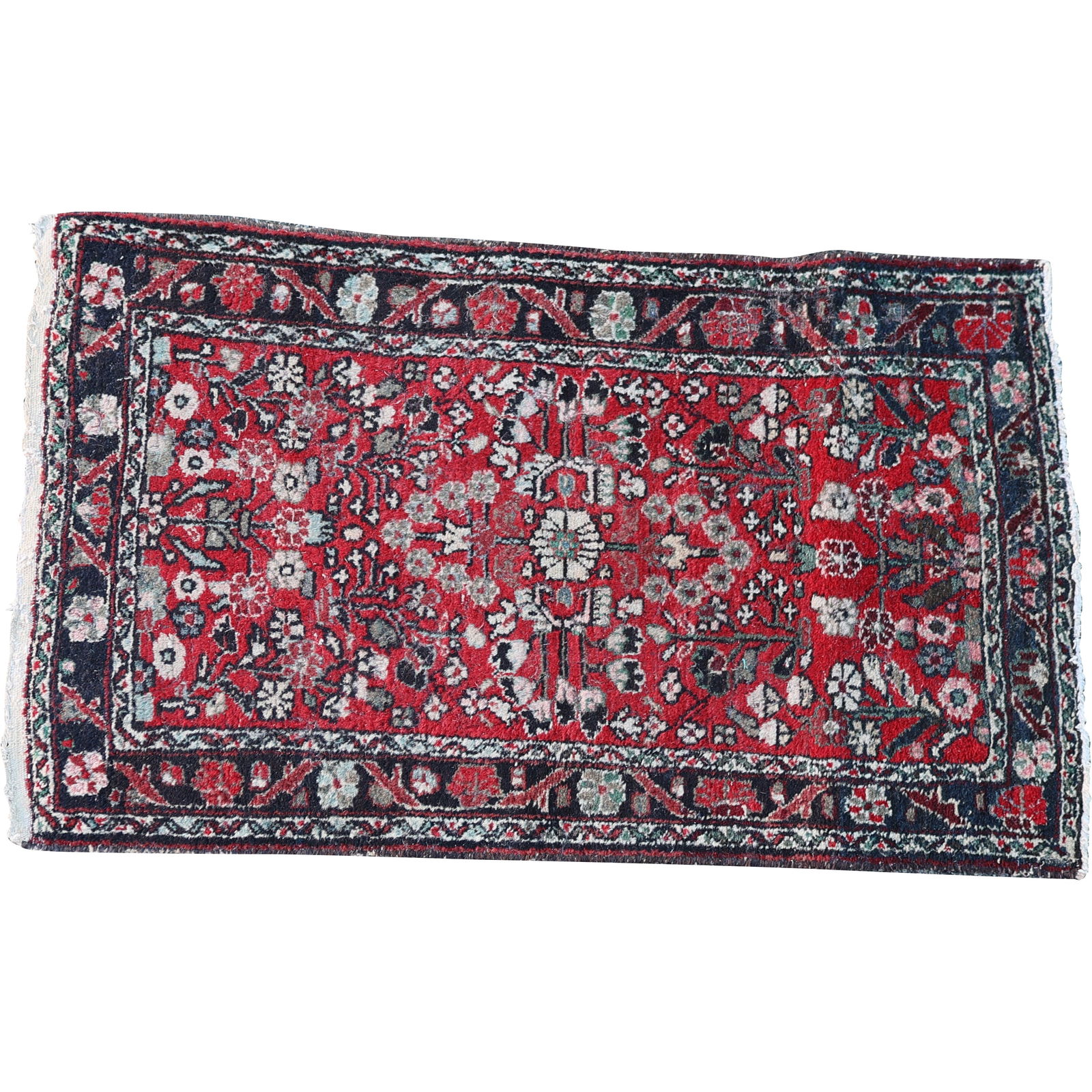 Antique Persian Hand Made Wool Rug Red Field Busy Pattern 49 in. x 28.75 in. (1 of 20)