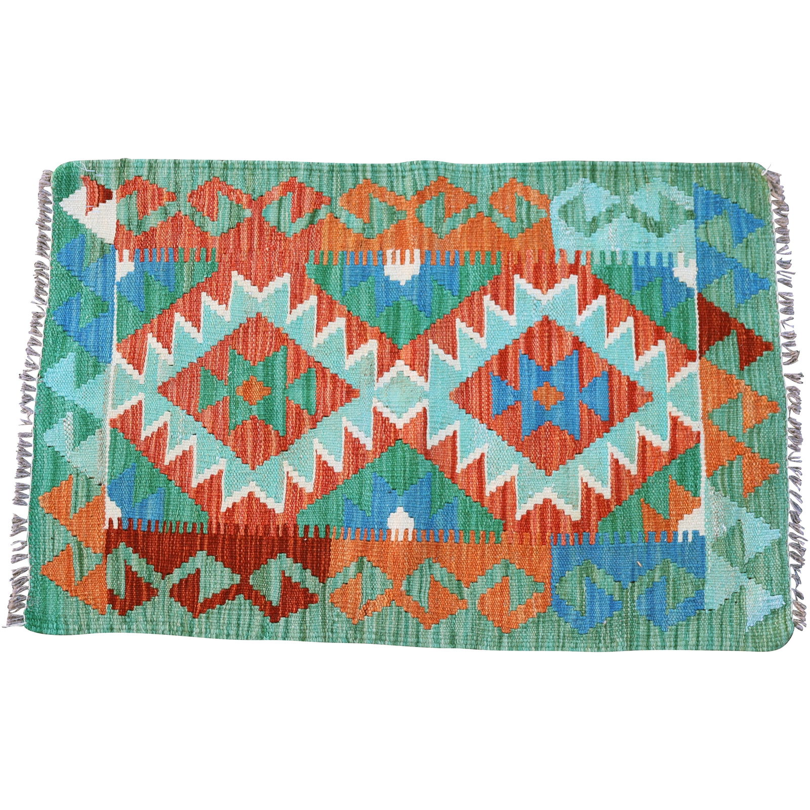 Geometric Pattern Hand Made Wool Kilim Flat Woven Rug 41 in. x 26.25 in. (1 of 14)
