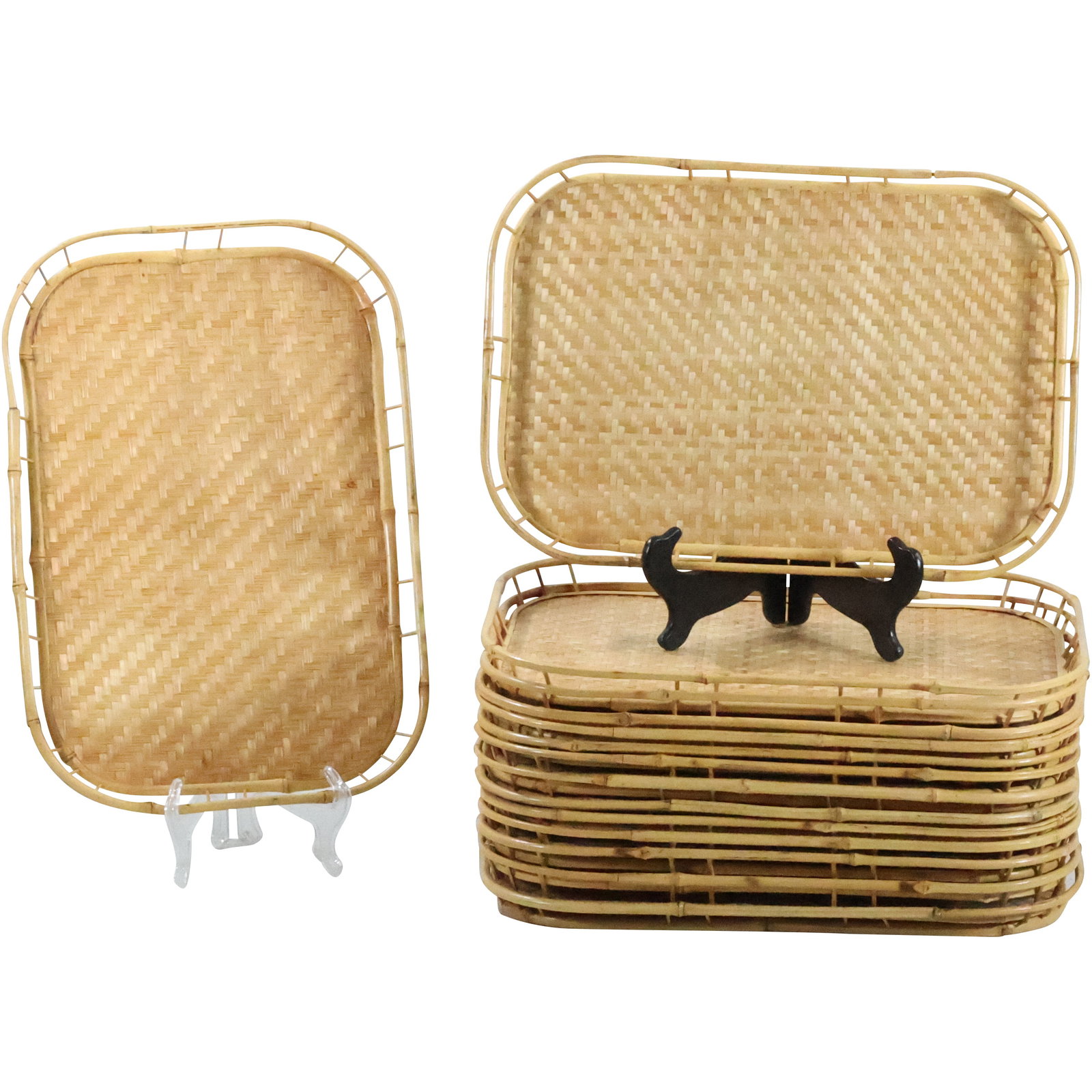 15 Bamboo and Reed Serving Trays in Natural Finish 18.75 inches x 13 inches: 15 Bamboo and Reed Serving Trays in Natural Finish 18.75 inches x 13 inches. size: 1.5 in. x18.75 in. x 13 in.