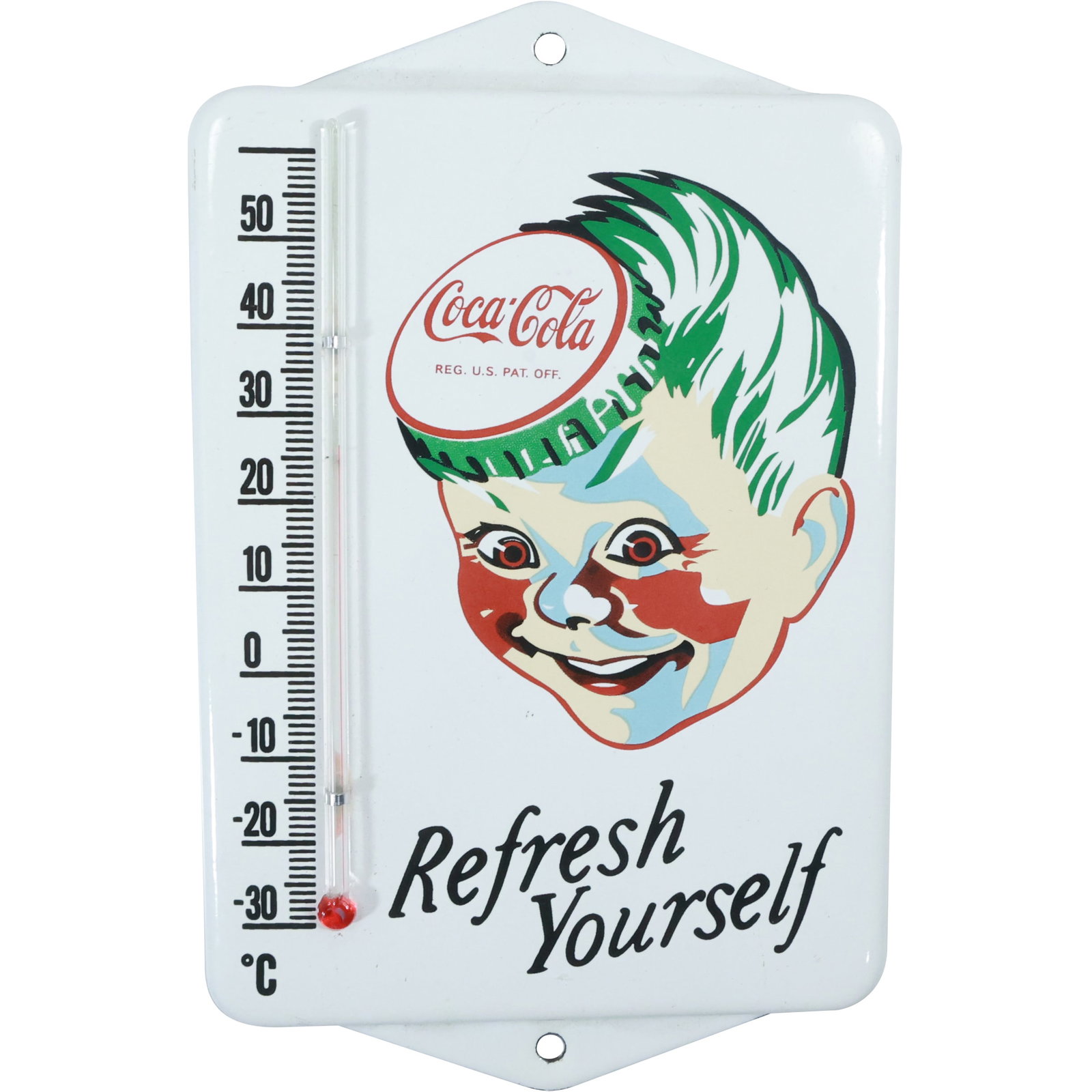 White Enamel COCA COLA Wall Mount Thermometer "Refresh Yourself" 7.75 in. x 4.75 in. (1 of 15)