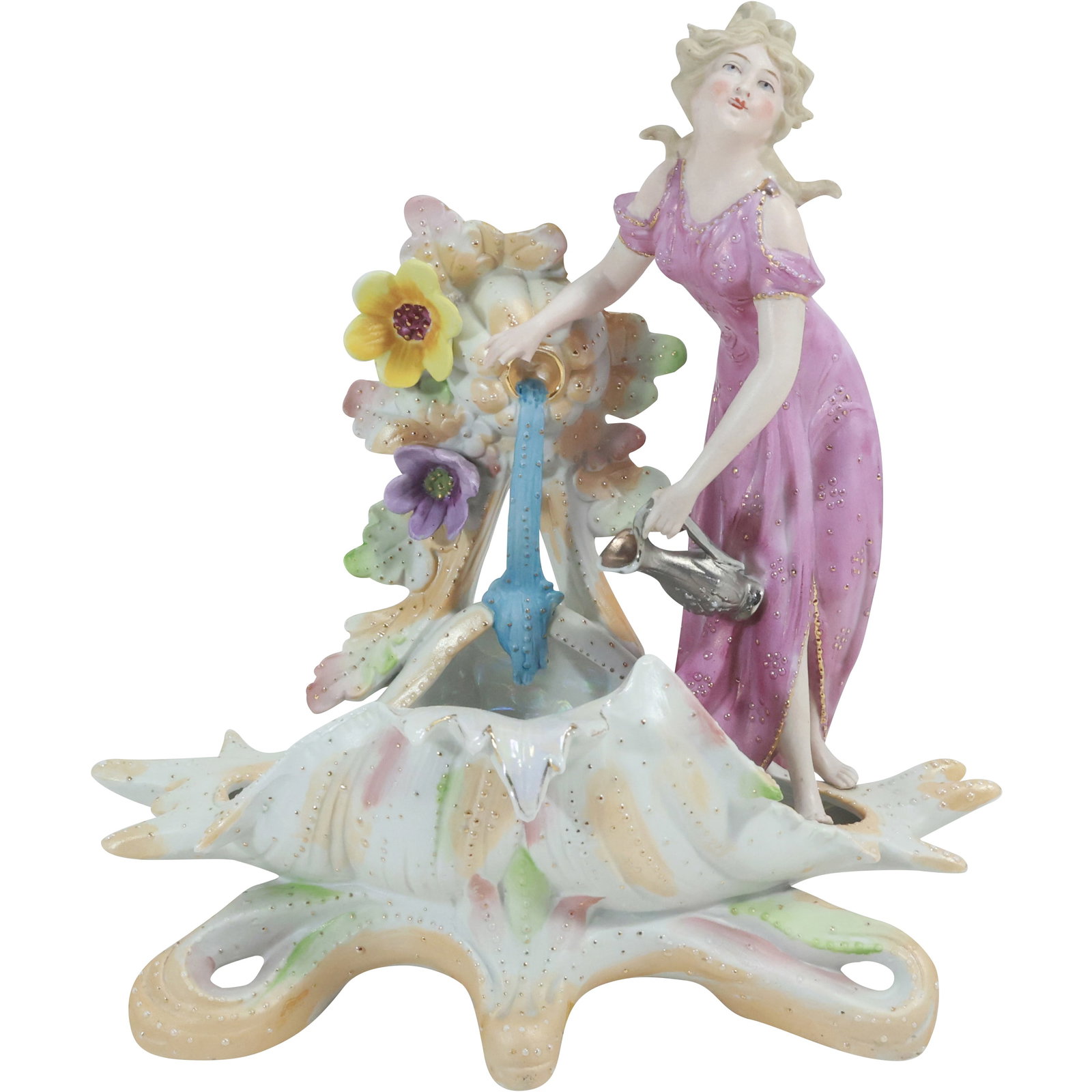 Teplitz Bisque Figural Maiden Centerpiece with Flowers 11 inches height x 10 inches wide (1 of 20)