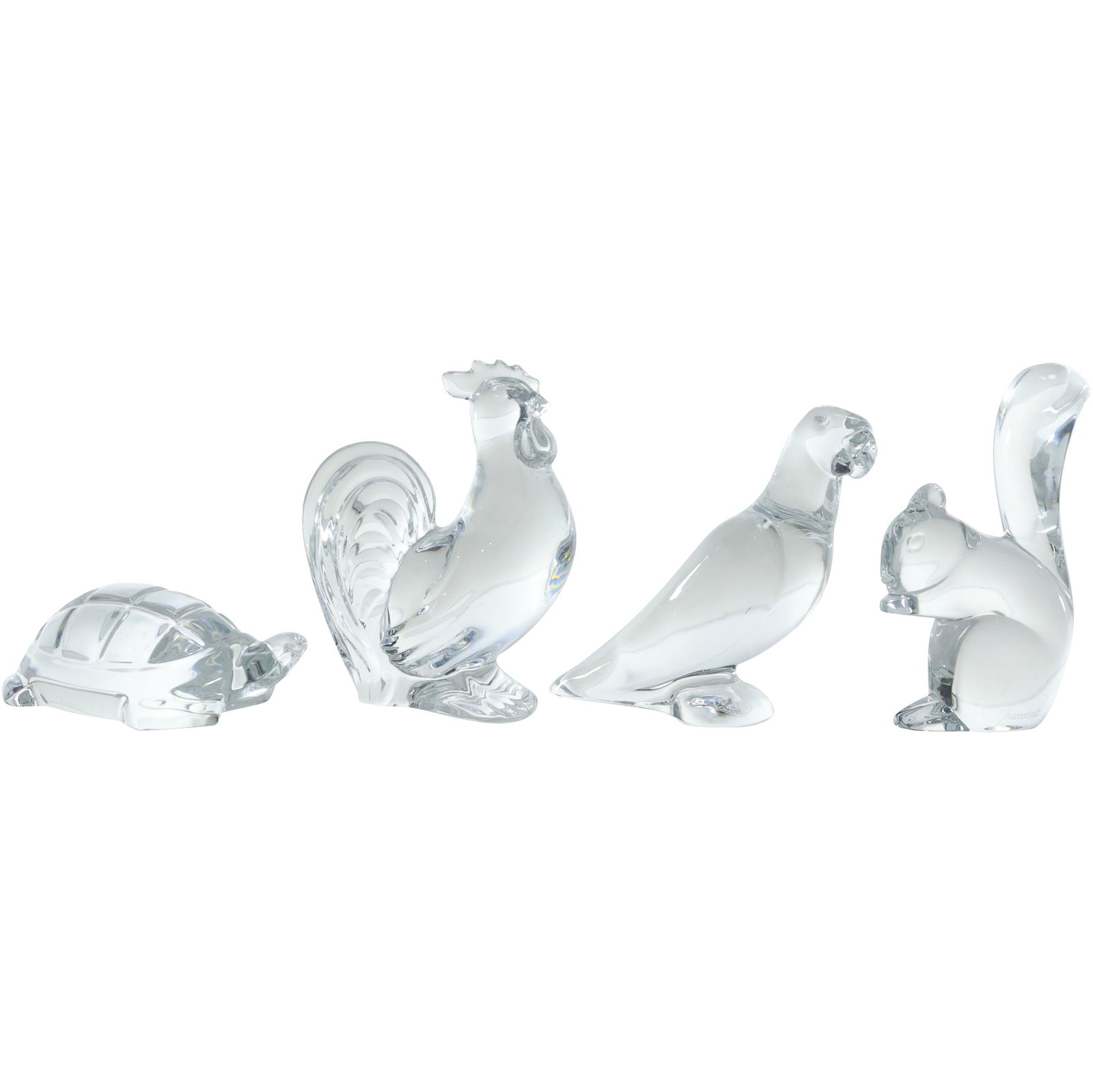 BACCARAT 4 Assorted Crystal Glass Animal Figures Statues Parrot, Squirrel, Rooster, Turtle (1 of 19)