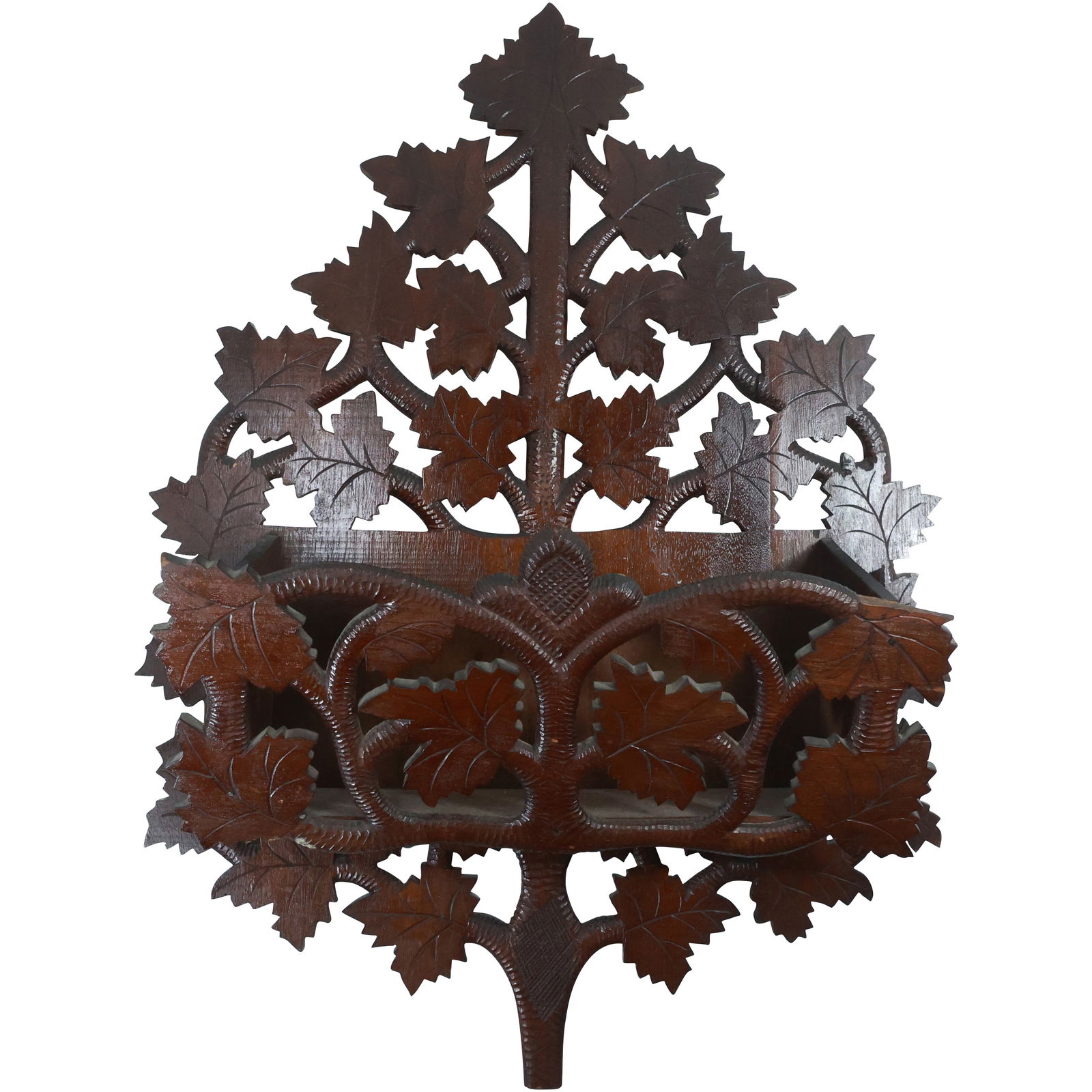 19th C. Walnut Victorian "Leaves" Wall Mount Letter Holder 26 inches x 19 inches (1 of 18)