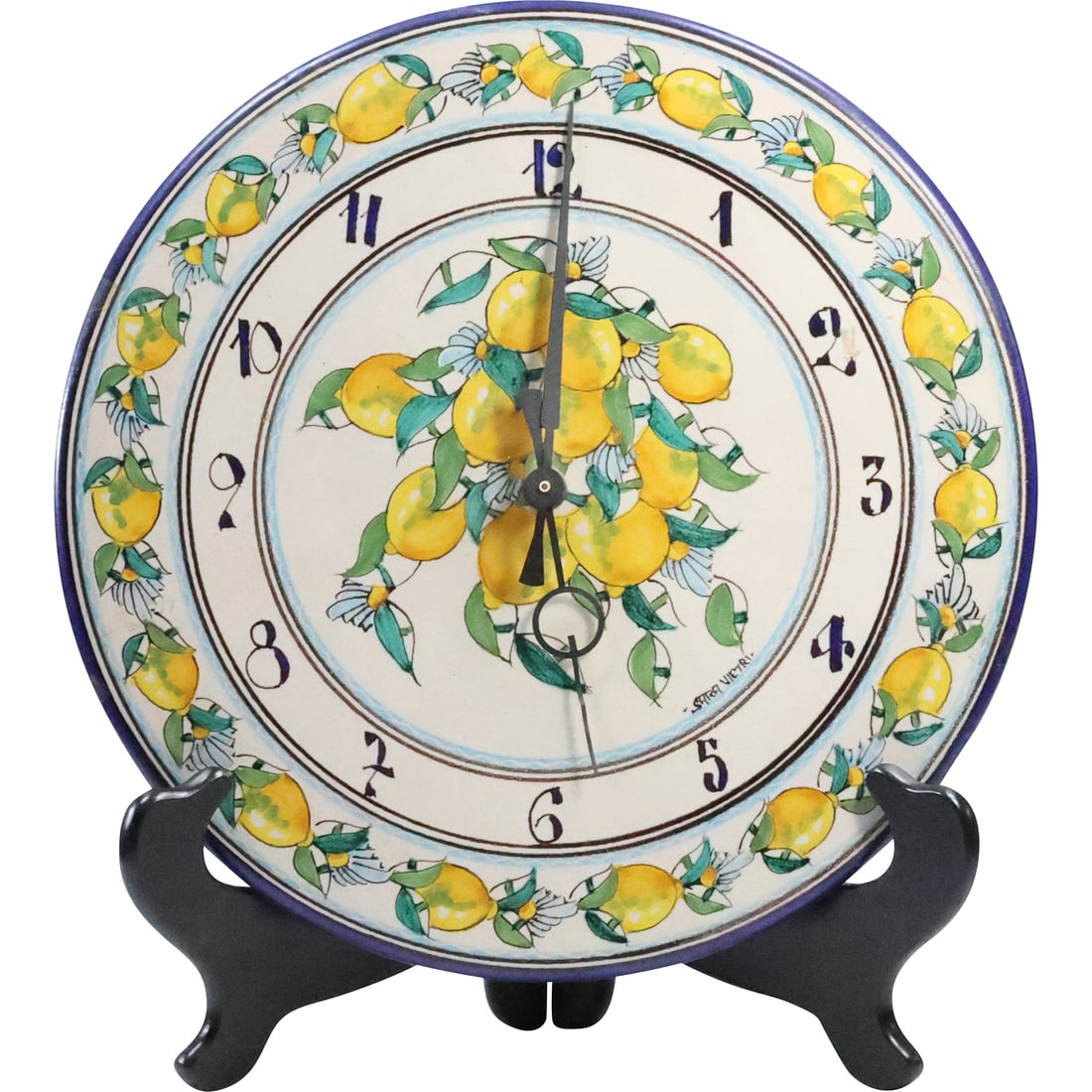 Signed Sara Vietri Art Pottery Wall Clock Decorated with Lemons 12 inches diameter (1 of 20)