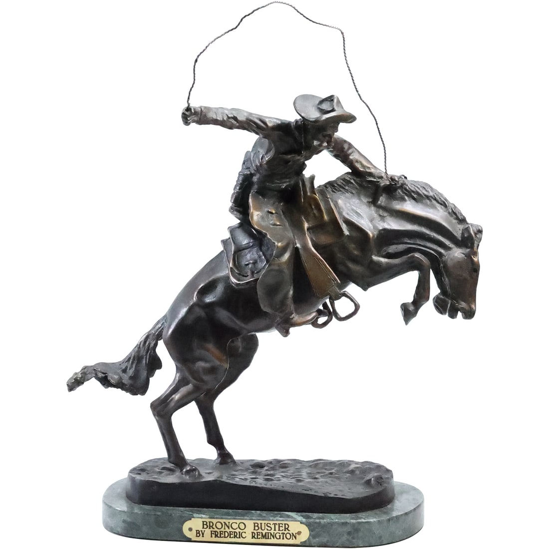 after Frederick Remington, Cast Bronze Western "Bronco Buster" Sculpture 15 inches height (1 of 20)