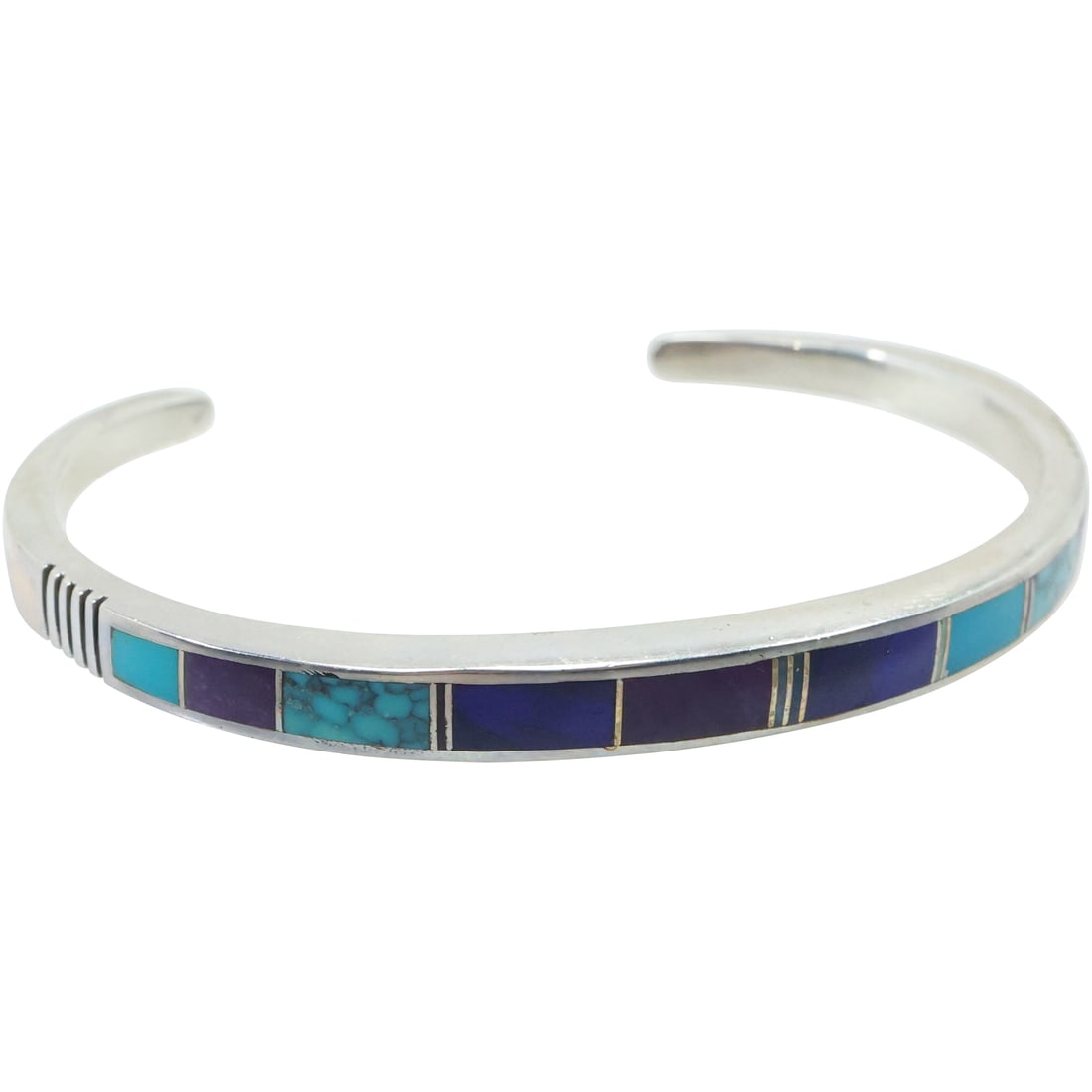 Sterling Silver with Turquoise, Lapis, Amethyst Native American Hopi Bracelet 2 1/2 in. x 2 in. (1 of 16)