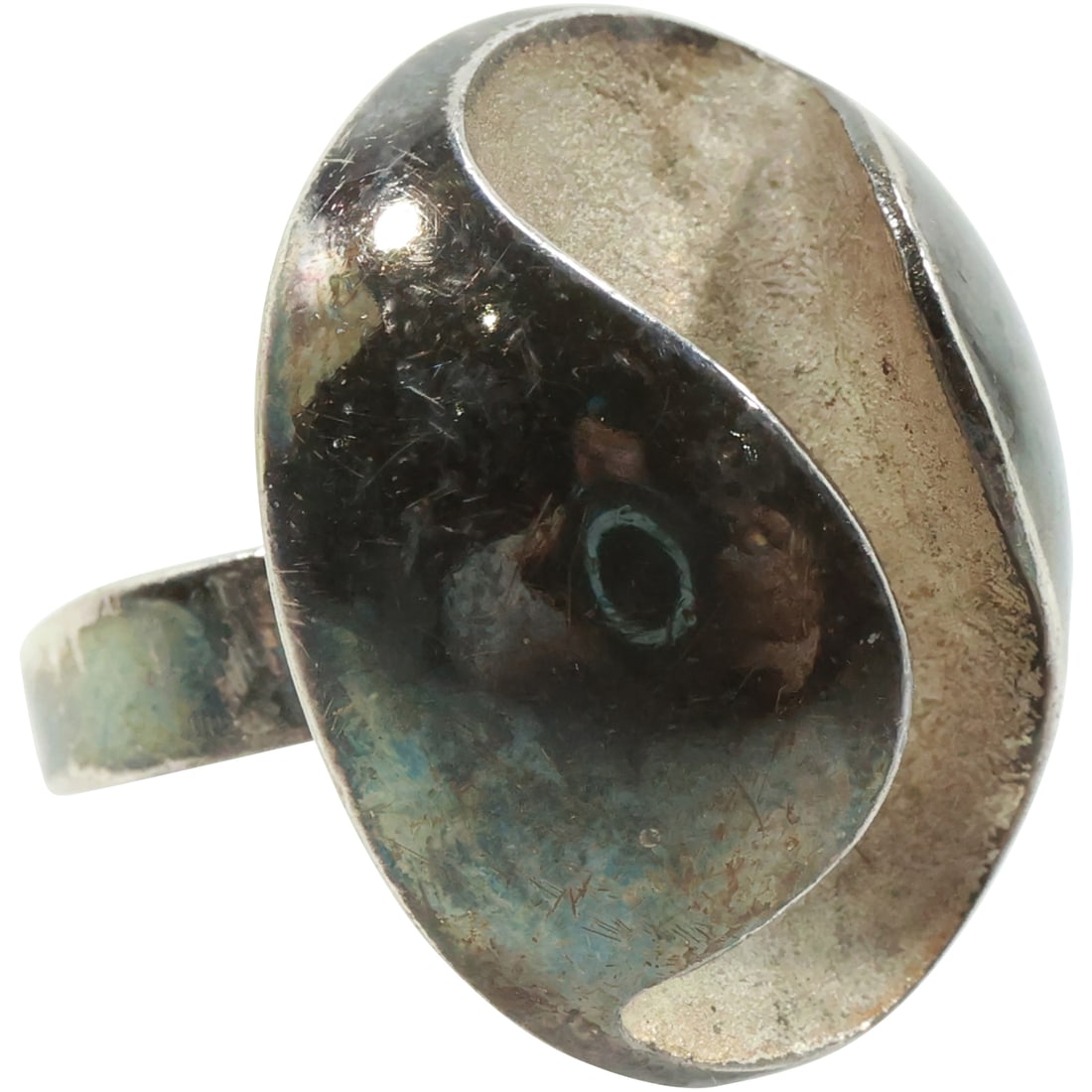 MJH .925 Sterling Silver Mid-Century Modern Wave Ring Size 7 [adjustable], 1 in. x 1 1/8 in. (1 of 18)