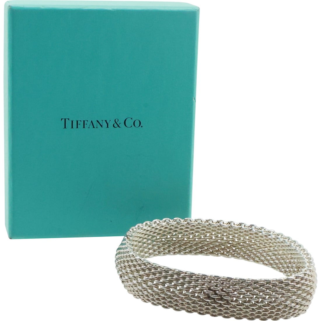 TIFFANY & CO. .925 Sterling Silver Mesh Bracelet, Weighs 59 grams, 3 in. dia. x 3/4 in. wide (1 of 20)