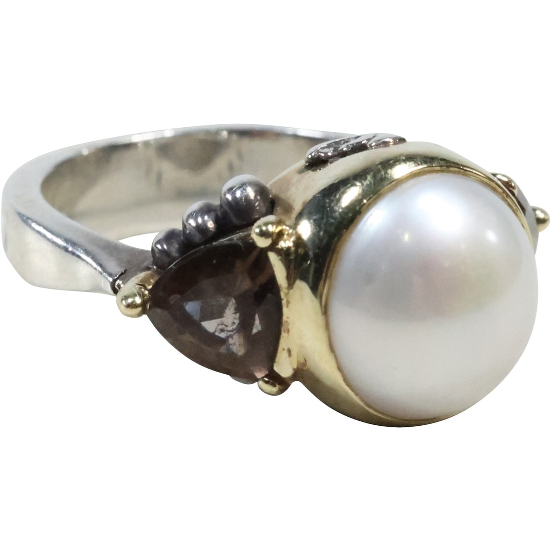 LAGOS CAVIAR .925 Sterling Silver & 750 [18K GOLD] Freshwater Cultured Pearl Ring Size 6 (1 of 10)