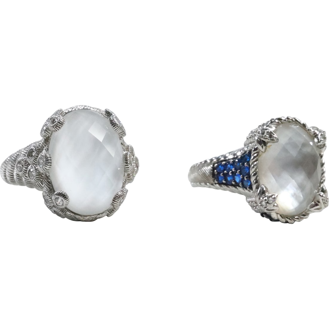2 Fancy Rings: .925 Sterling and CZ White Faceted Stone Ring Size 9; .925 Sterling Blue CZ (1 of 16)