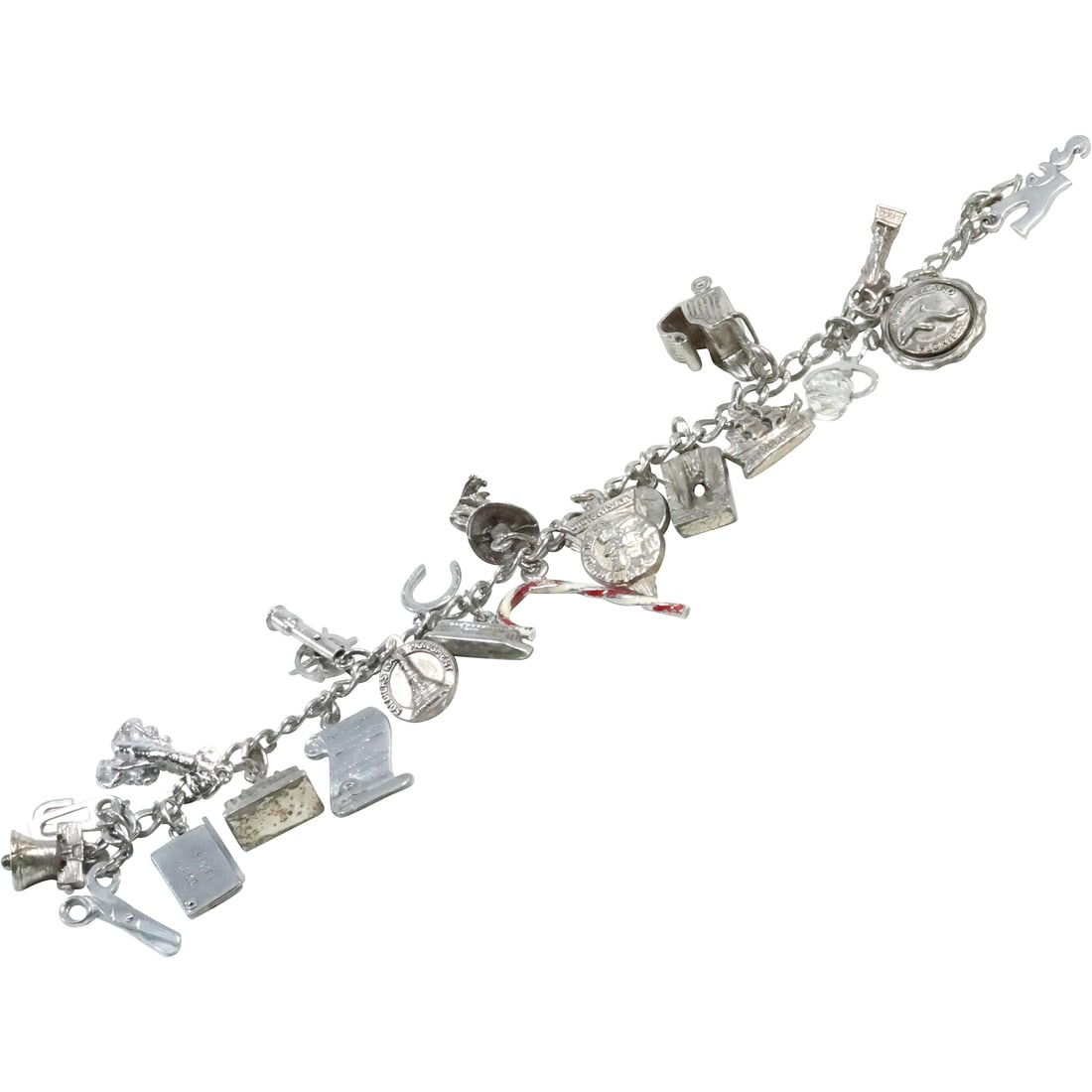 Sterling Silver Charm Bracelet with 21 Sterling Silver Charms, weighs 41.8 grams (1 of 17)