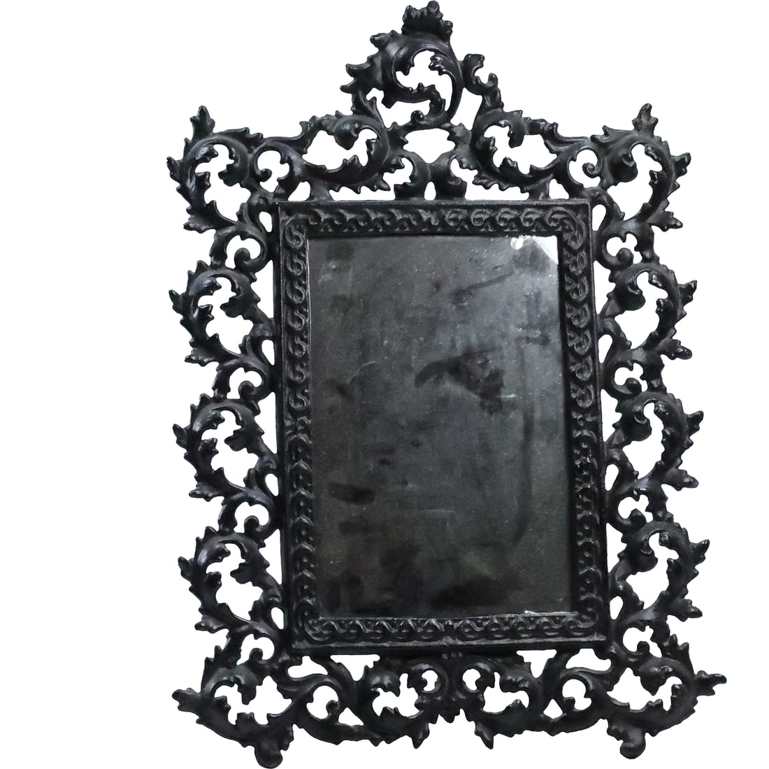 Cast Iron Table Top Easel Back Mirror Fancy Victorian Rococo Frame 16 in. x 11.5 in. (1 of 18)