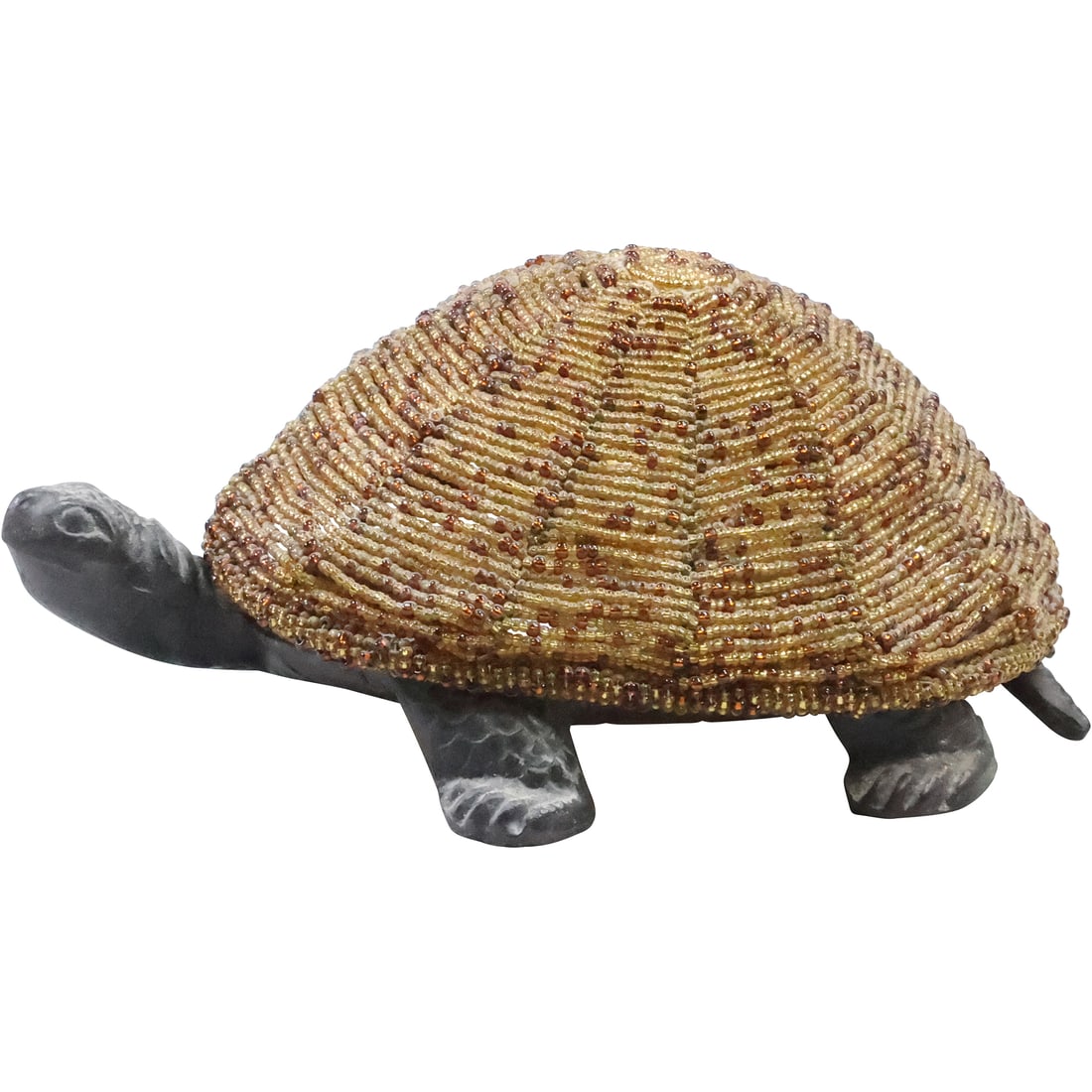 Novelty Figurative Turtle Lamp Metal Base with Brown Beaded Shell Body Shade 8.5 in. length (1 of 17)