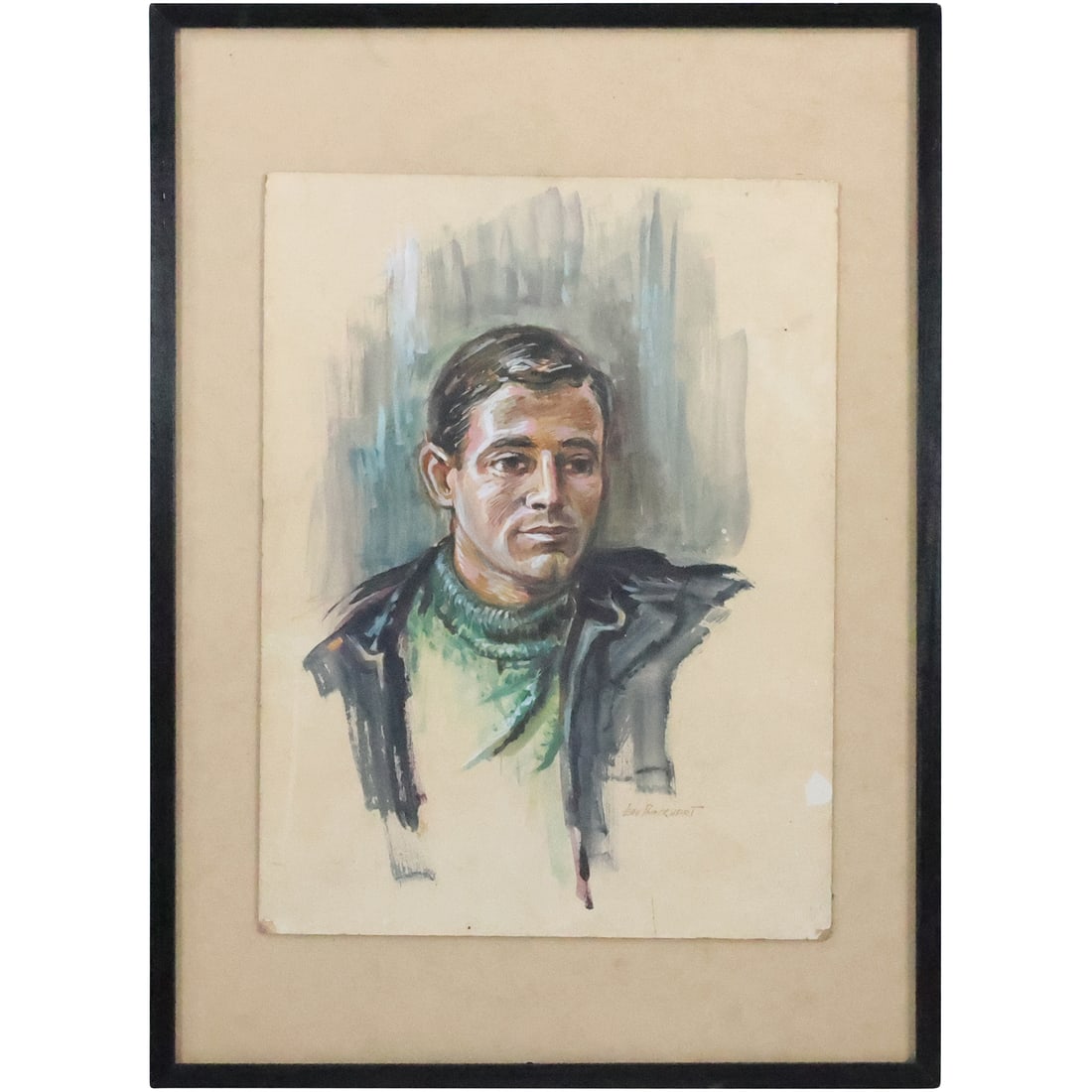John Patrick Hart, Vintage Watercolor Painting Portrait of a Young Man, Signed: John Patrick Hart, Vintage Watercolor Painting Portrait of a Young Man, Signed. size: 20 x 15, 28.5 x 20.75 outside frame