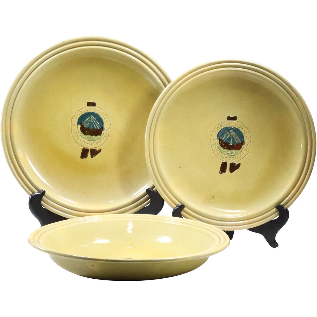 3 Assorted Italian Yellow Ware Pottery Serving Plates and Large Serving Bowl (1 of 20)