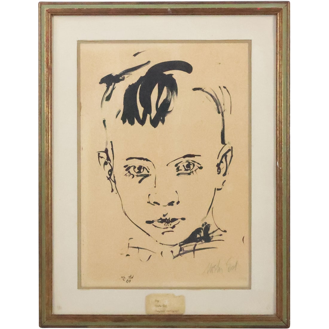 Moshe Gat, b.1935 Israel, Original Lithograph Portrait of a Boy (1 of 20)