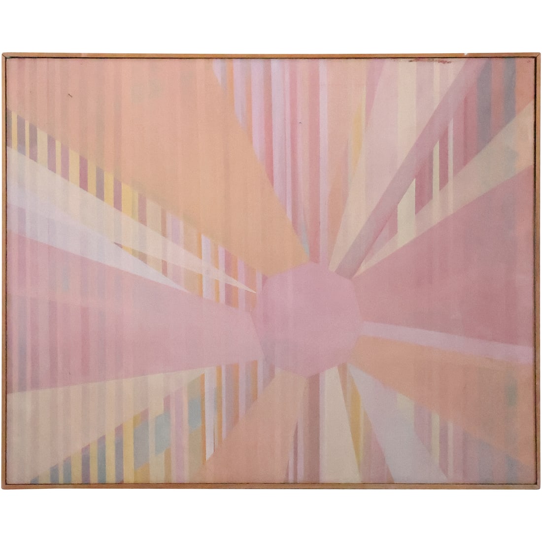 Victor Cassanelli 1920-1990 New York, 1960s Oil on Canvas Painting Optical Starburst Pastel Colors (1 of 20)