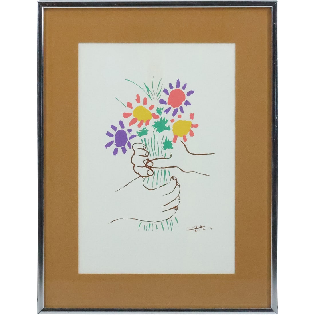 Pablo Picasso "Bouquet De Fleurs" 1958 Color Lithograph Signed in Plate, Framed (1 of 20)