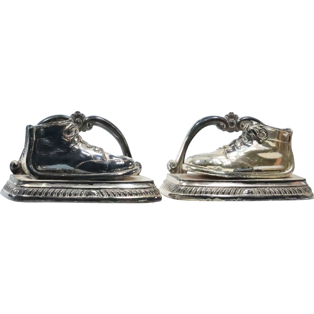 Pair Vintage 1940s Silver Plated "Baby Shoes" Bookends (1 of 20)