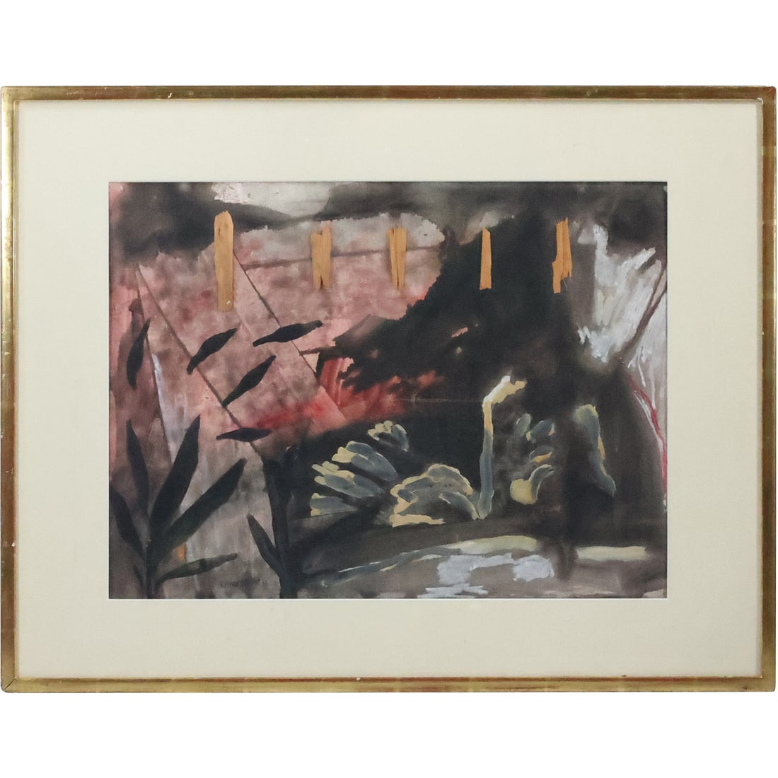 Raphael Mahdavi, untitled, 1990, Oil and Wood Painting on Paper, Kouros Gallery NYC Label (1 of 20)