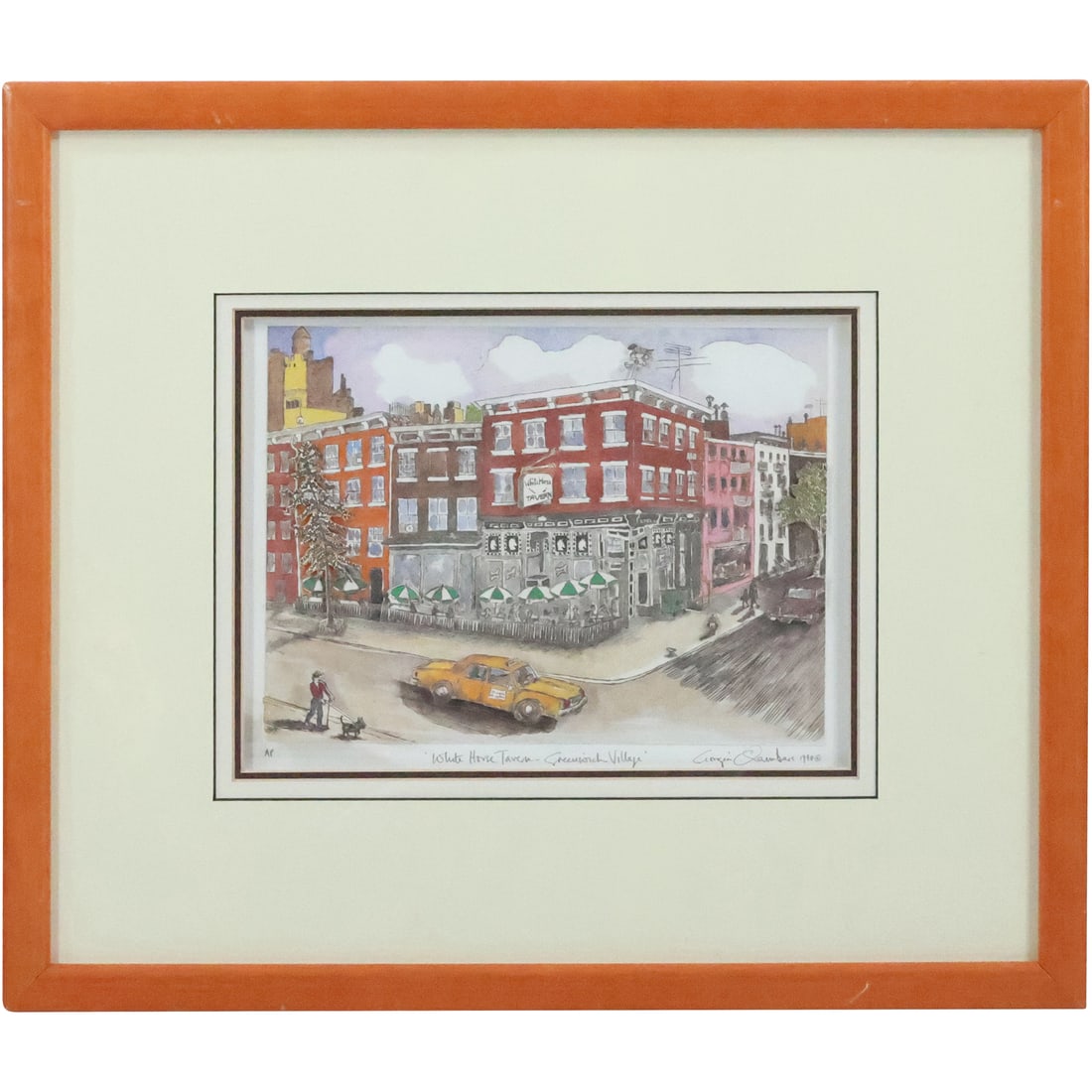 Georgia Chambers, Colored Lithograph Artist Proof "White Horse Tavern, Greenwich Village" (1 of 20)