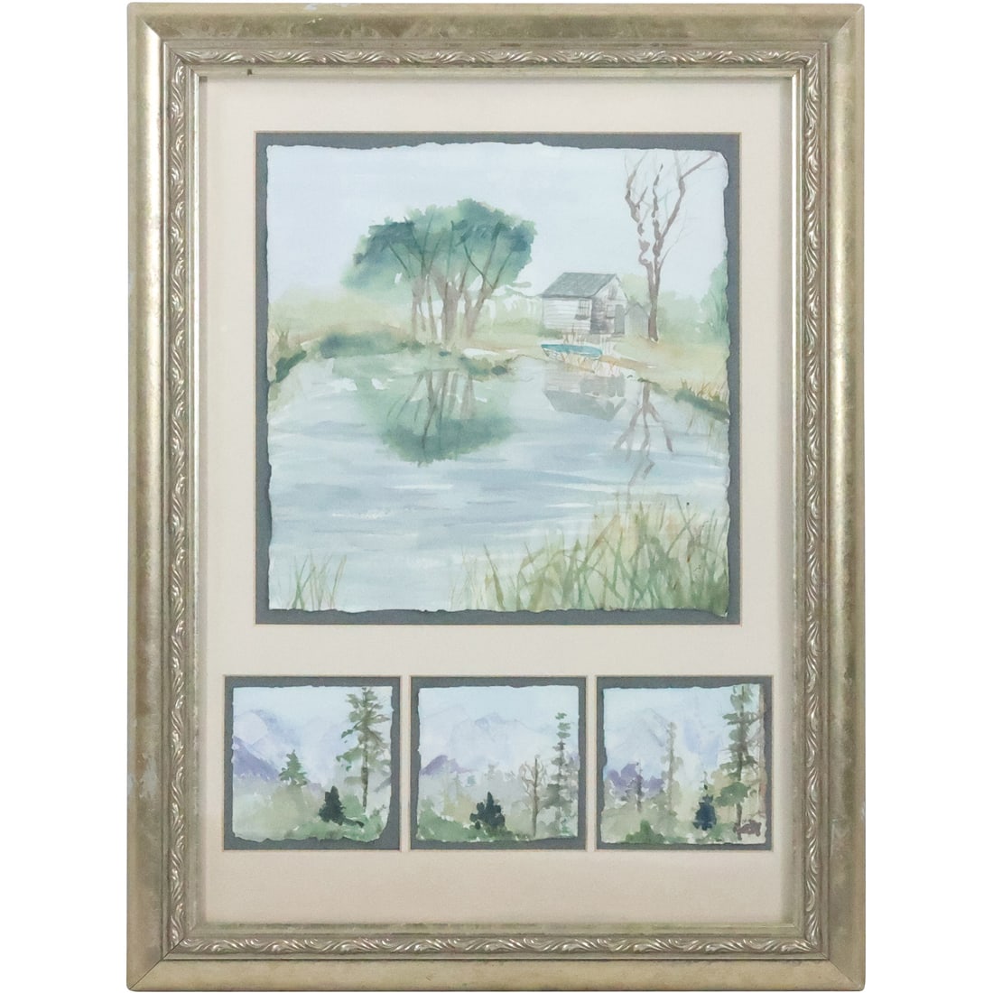 B A Dane, 4 Watercolor Paintings Landscapes Framed in One Frame (1 of 18)
