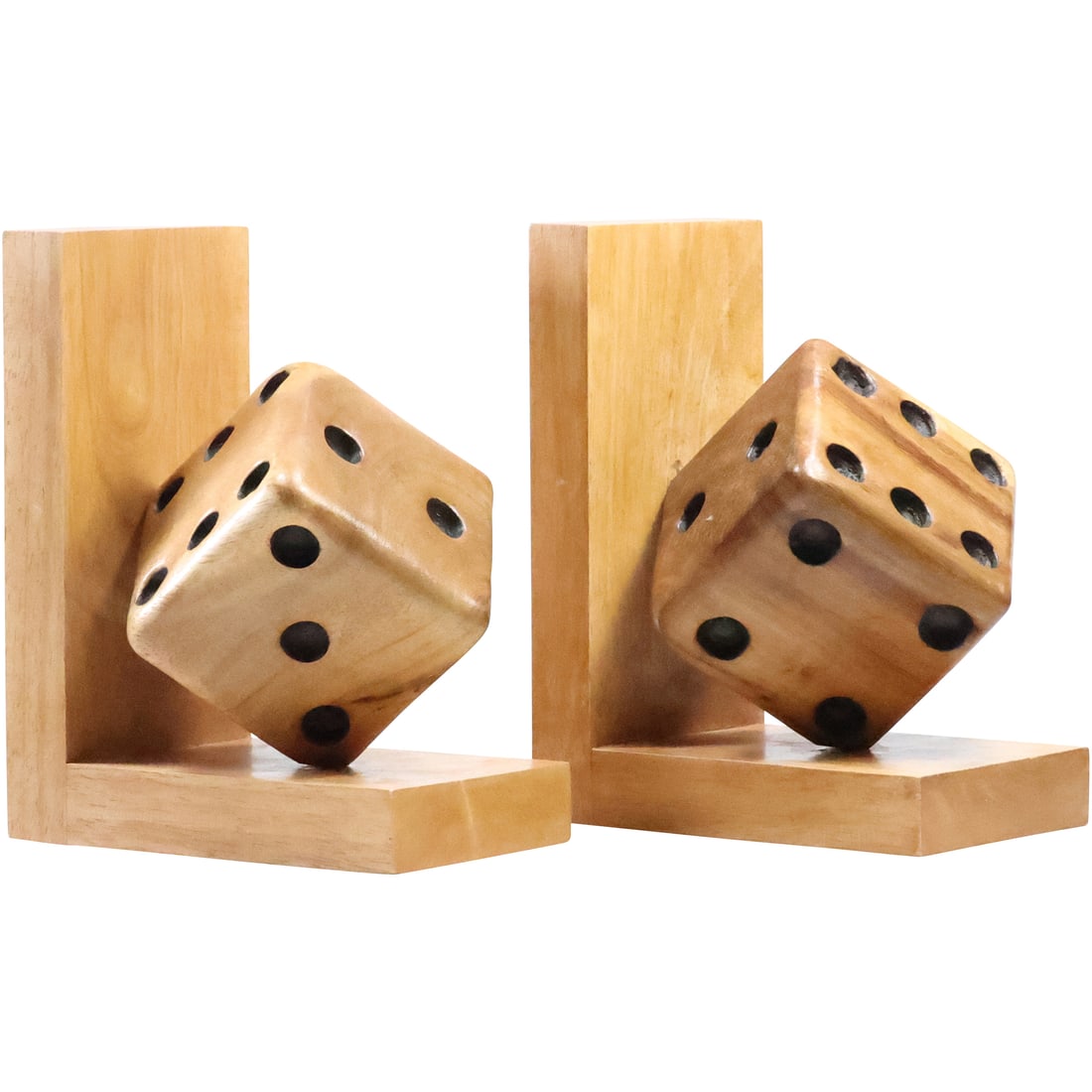 Novelty Wooden Dice Bookends 8 in. height x 3.75 in. x 6.5 in.: Novelty Wooden Dice Bookends 8 in. height x 3.75 in. x 6.5 in. size: 8 x 3.75 x 6.5