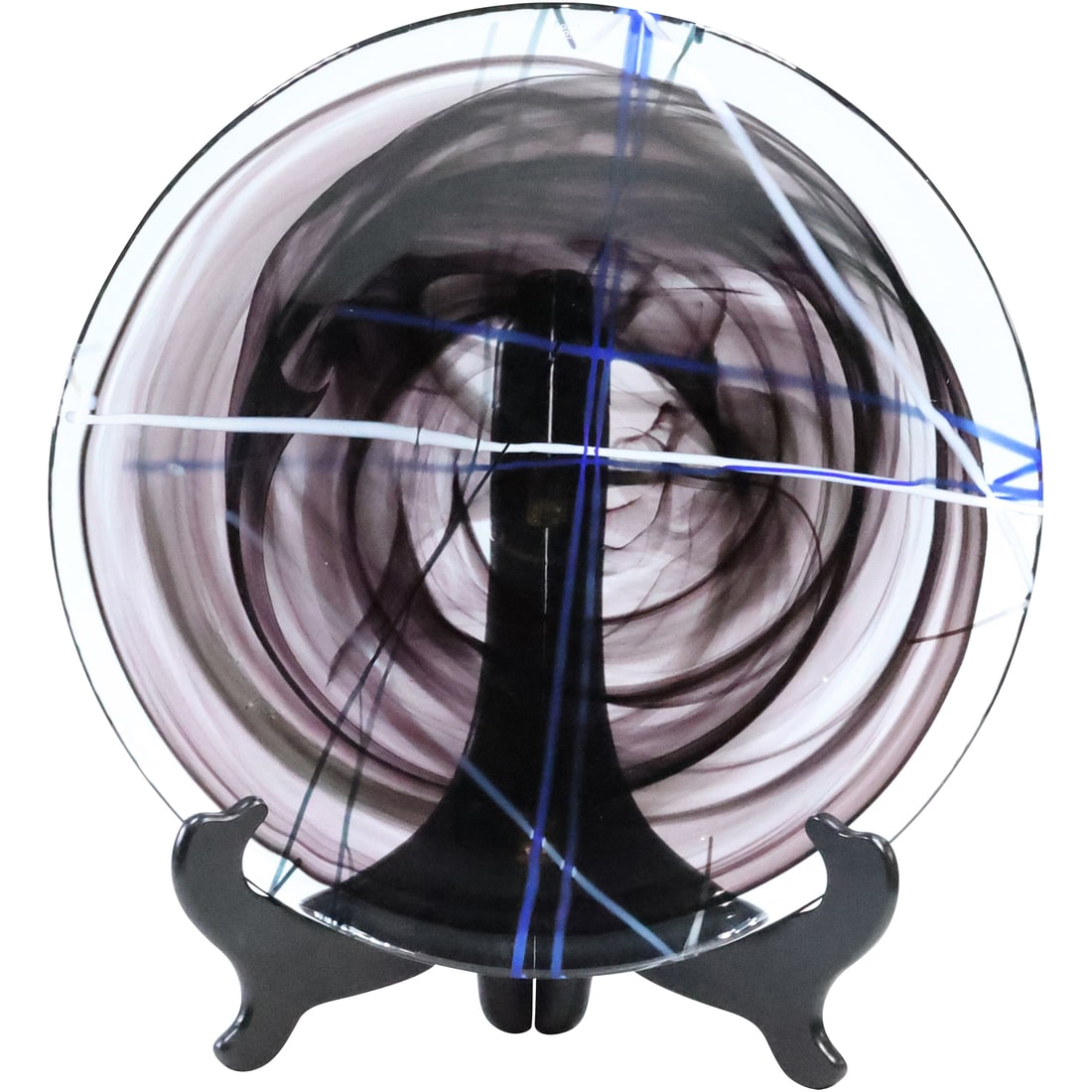 KOSTA BODA 14 inches diameter Round Art Glass Serving Platter Abstract Design (1 of 20)