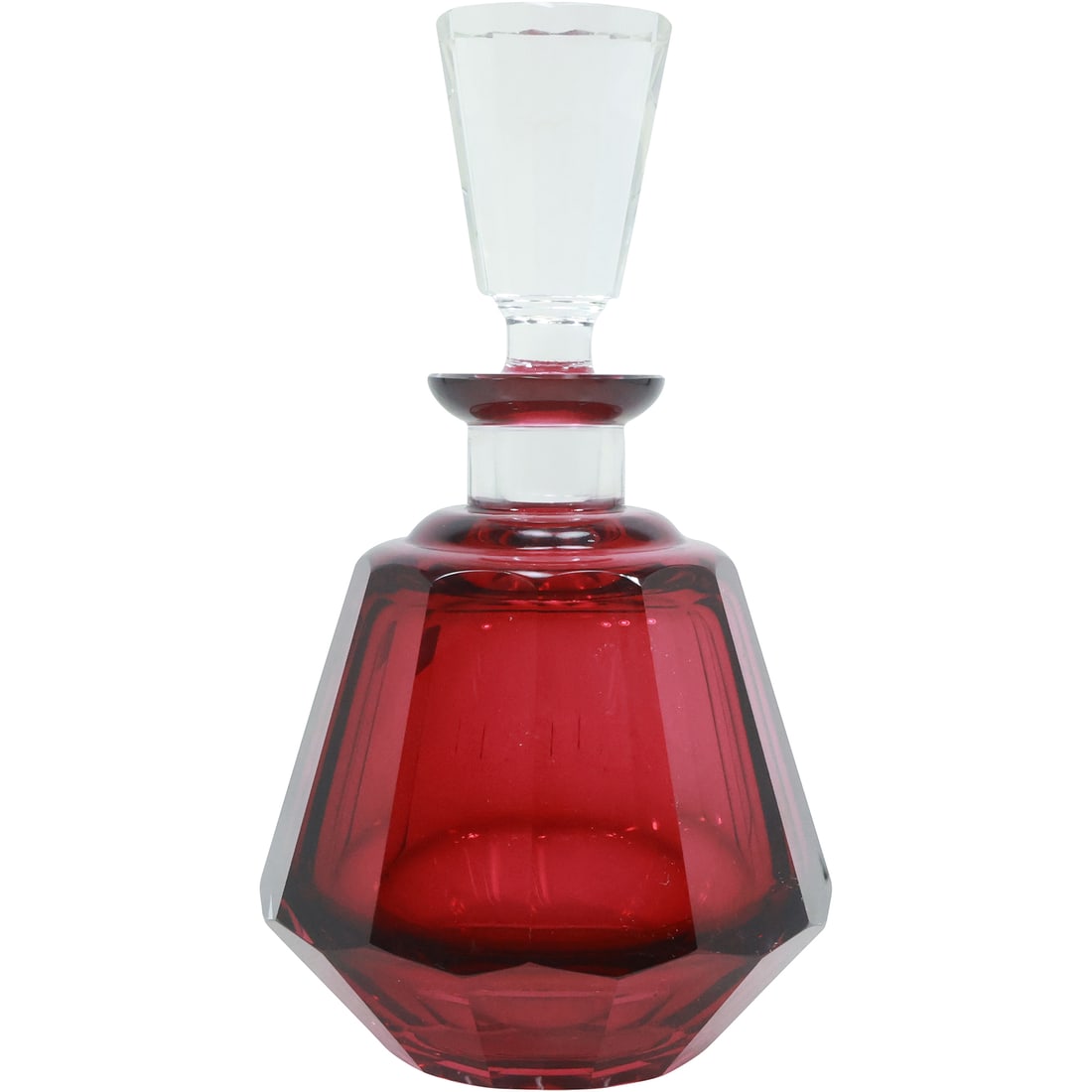Posseil Artist Signed Cranberry Glass Perfume Bottle with Stopper, has Label and Signed on Base (1 of 20)