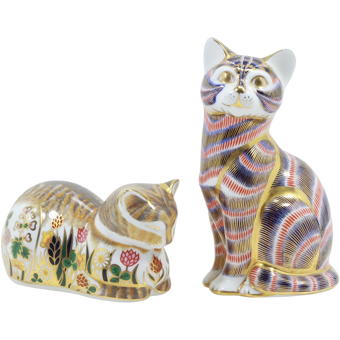 2 Royal Crown Derby "Cottage Garden Cat"  Figures Fine Porcelain Statues (1 of 20)