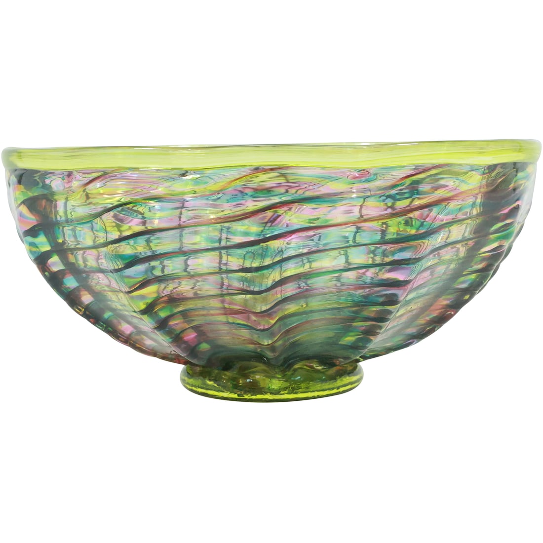 Little River Hotglass - Ribbed Vortex Bowl in Lime Multi by Michael Trimpol and Monique LaJeunesse (1 of 20)